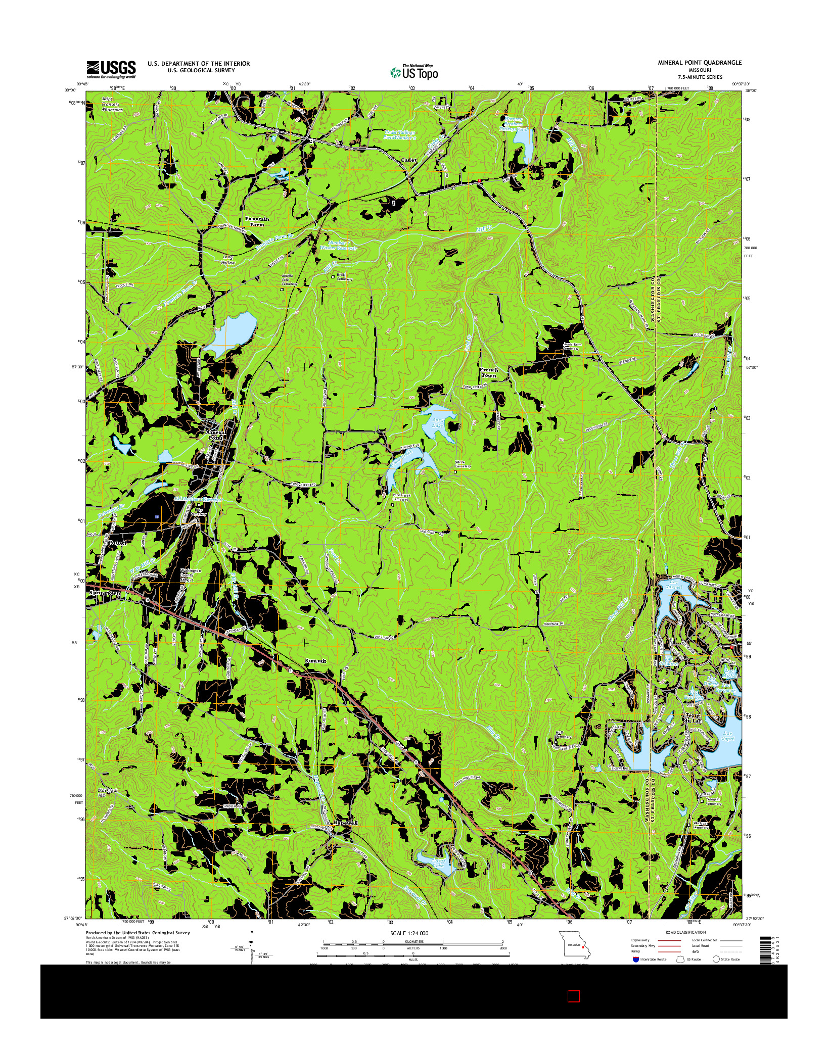 USGS US TOPO 7.5-MINUTE MAP FOR MINERAL POINT, MO 2015