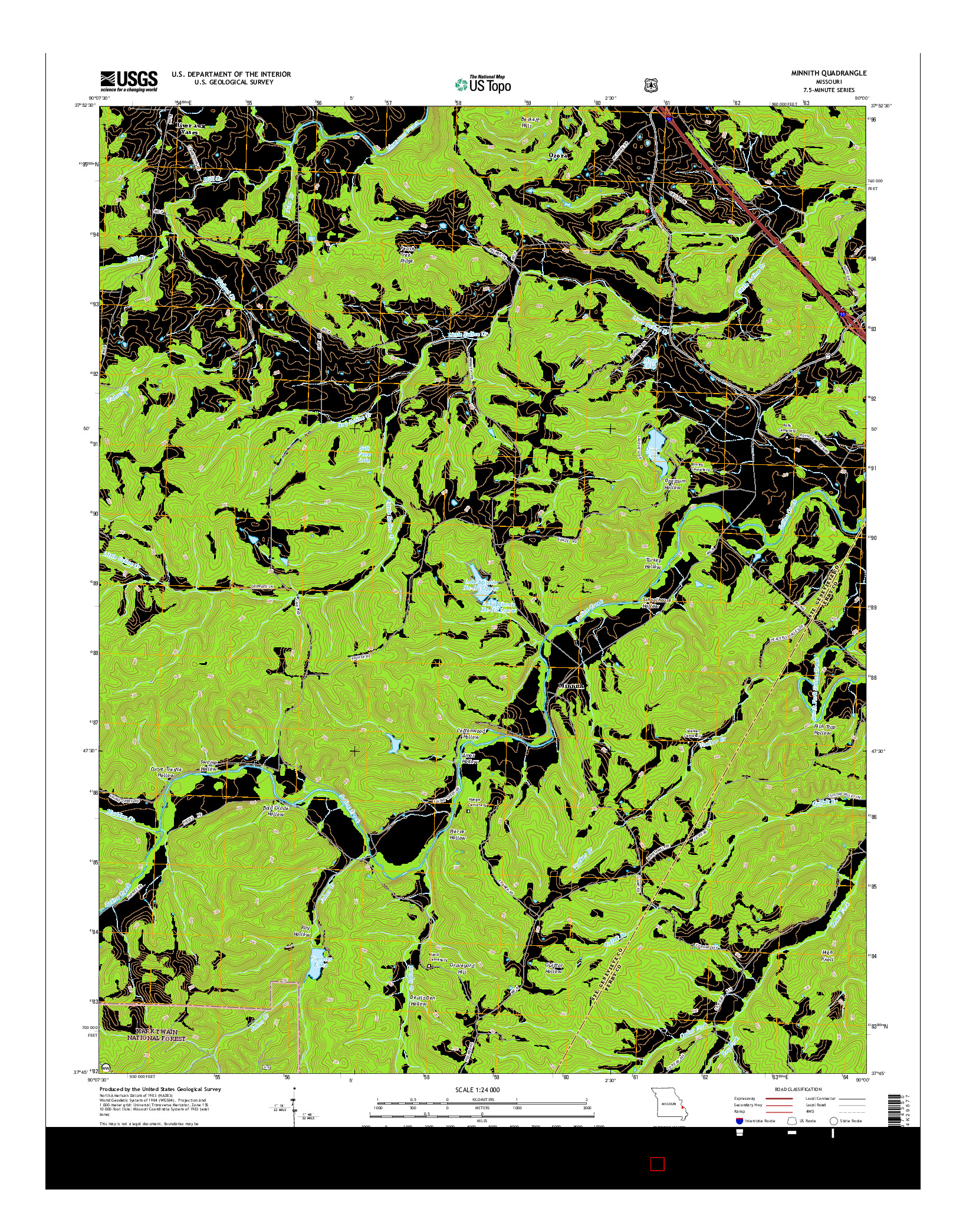 USGS US TOPO 7.5-MINUTE MAP FOR MINNITH, MO 2015