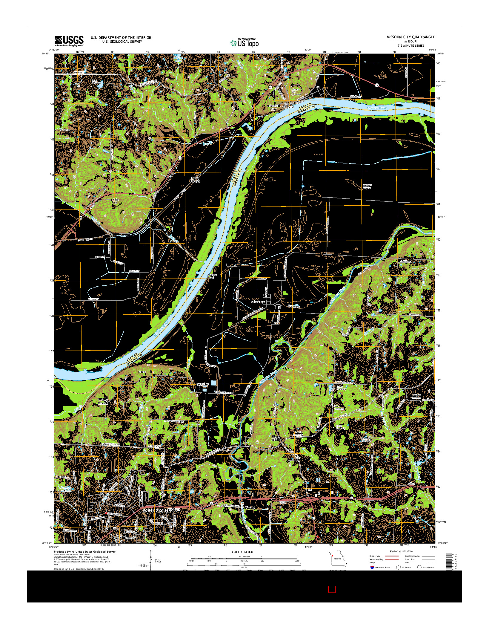 USGS US TOPO 7.5-MINUTE MAP FOR MISSOURI CITY, MO 2015