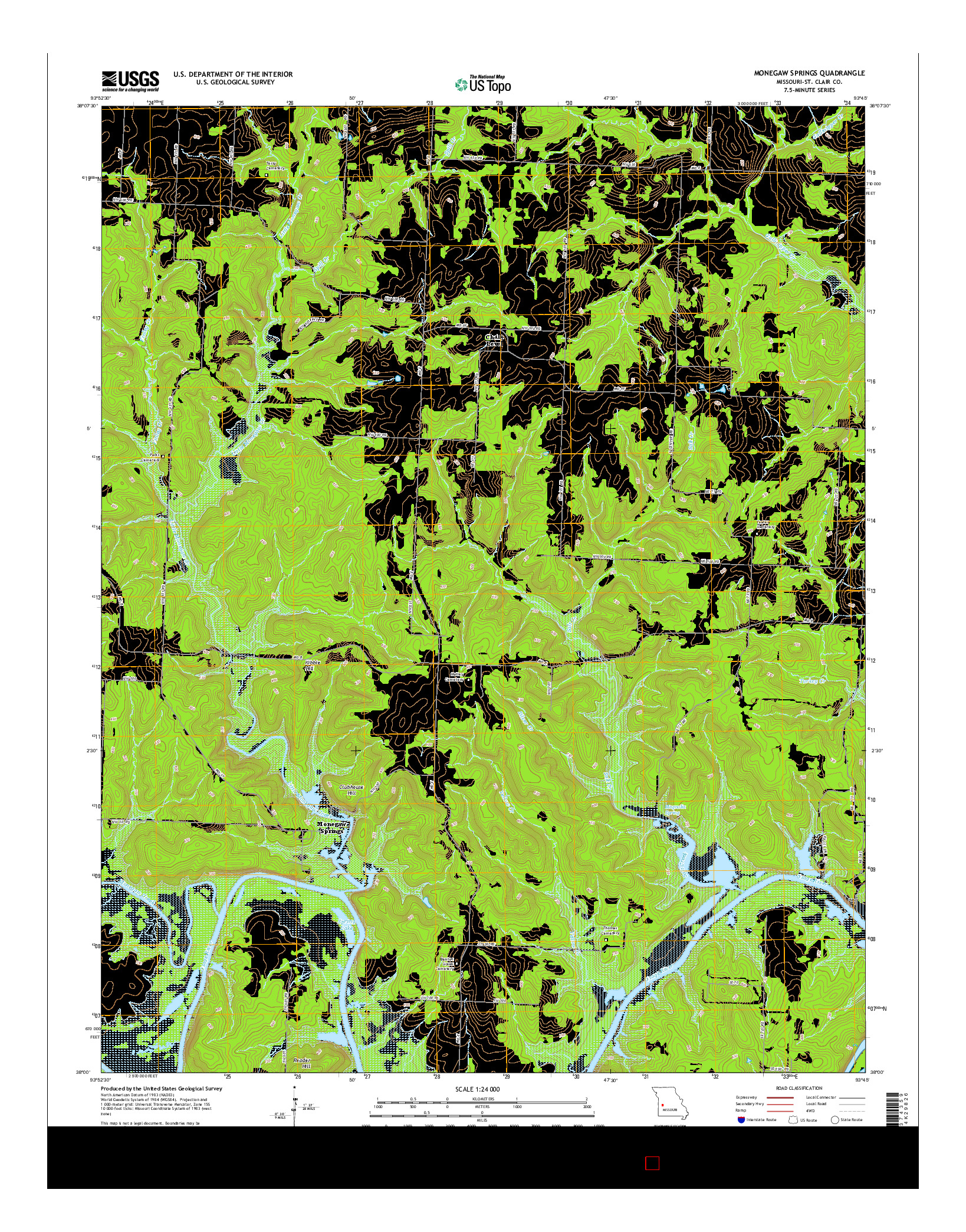 USGS US TOPO 7.5-MINUTE MAP FOR MONEGAW SPRINGS, MO 2015