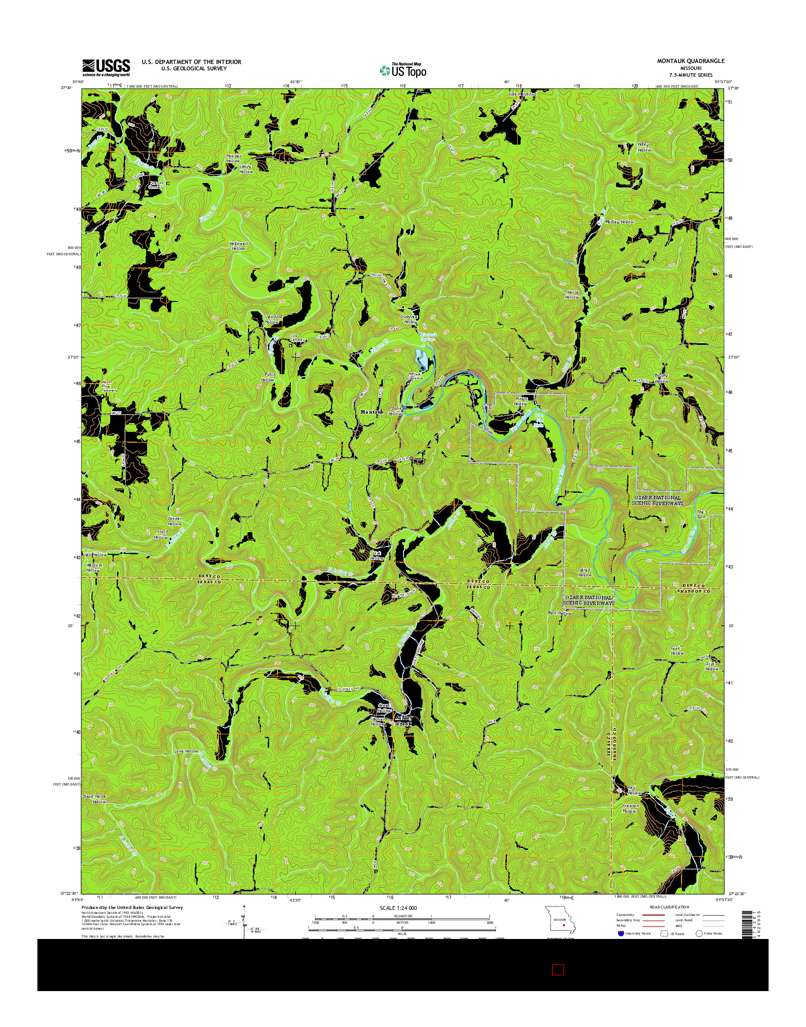 USGS US TOPO 7.5-MINUTE MAP FOR MONTAUK, MO 2015