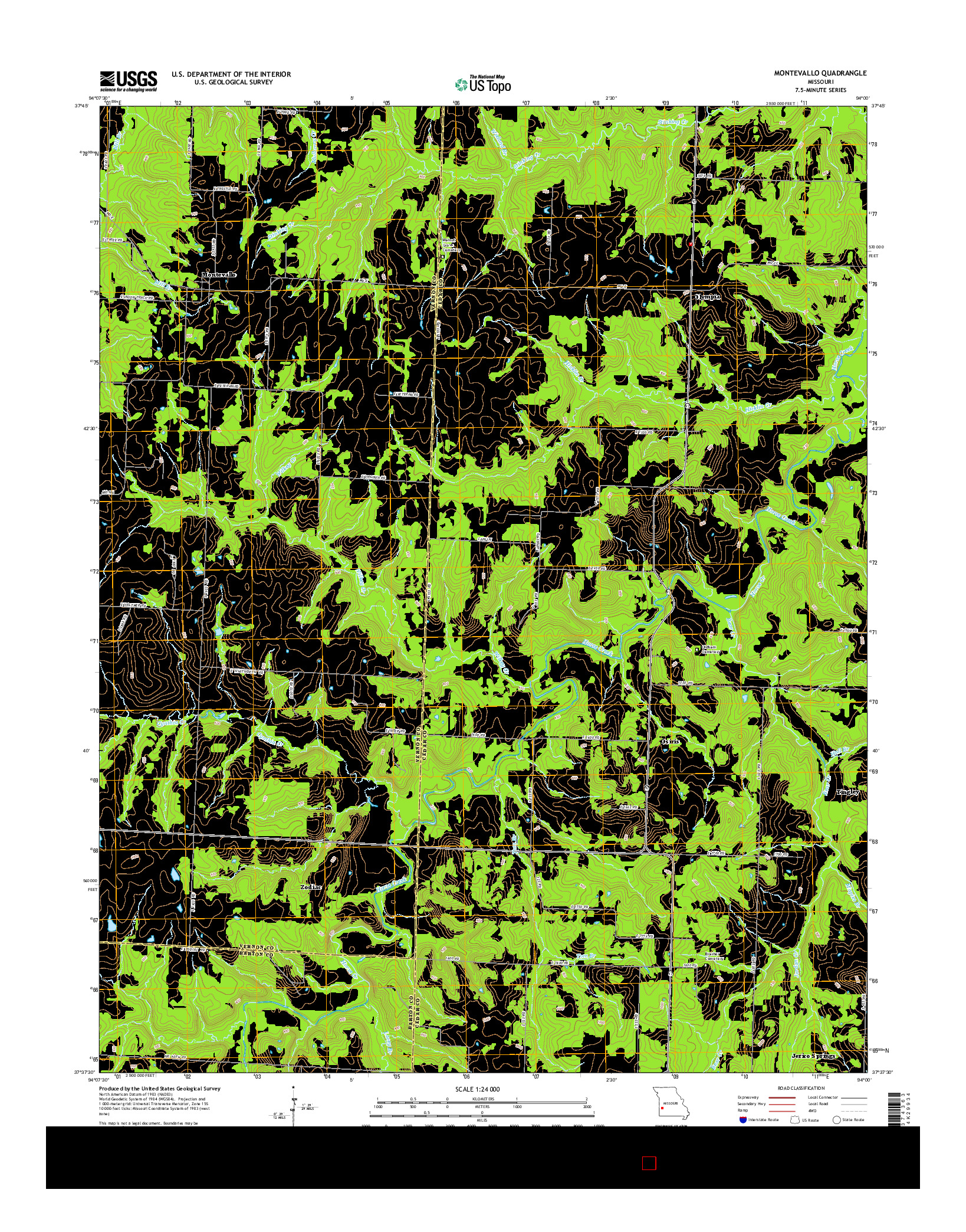 USGS US TOPO 7.5-MINUTE MAP FOR MONTEVALLO, MO 2015