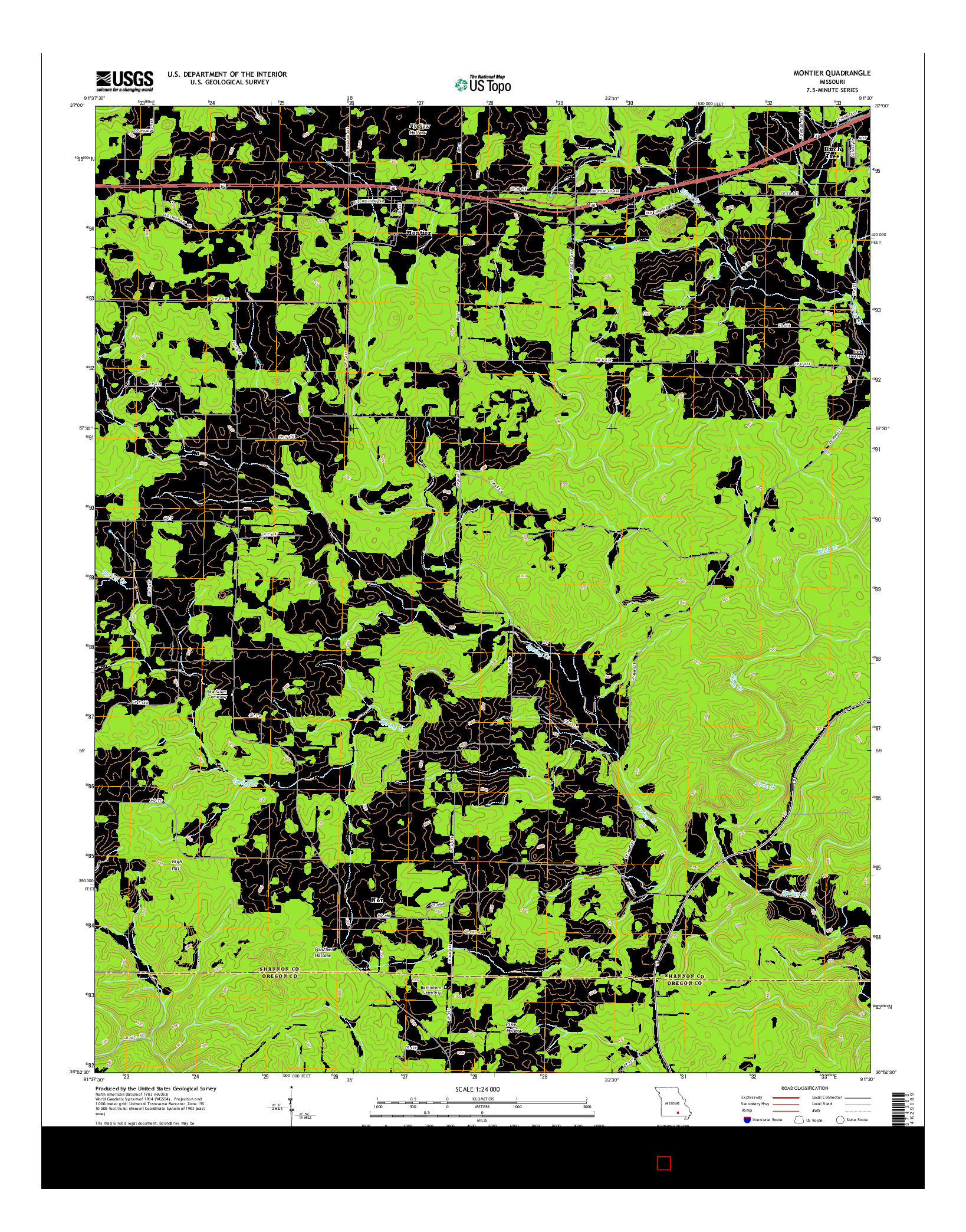 USGS US TOPO 7.5-MINUTE MAP FOR MONTIER, MO 2015