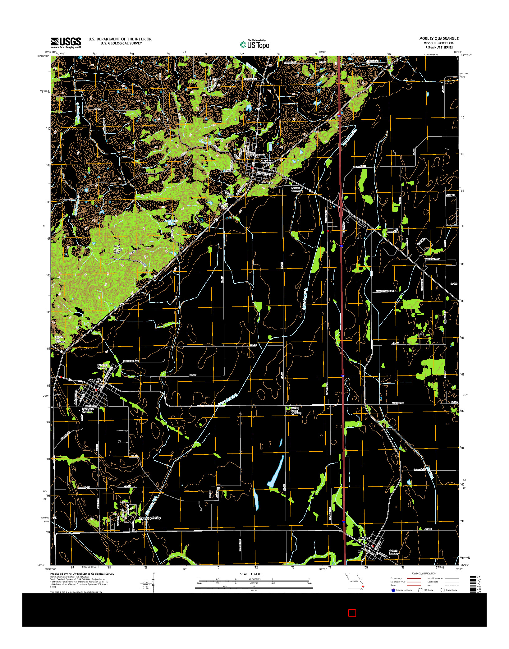 USGS US TOPO 7.5-MINUTE MAP FOR MORLEY, MO 2015