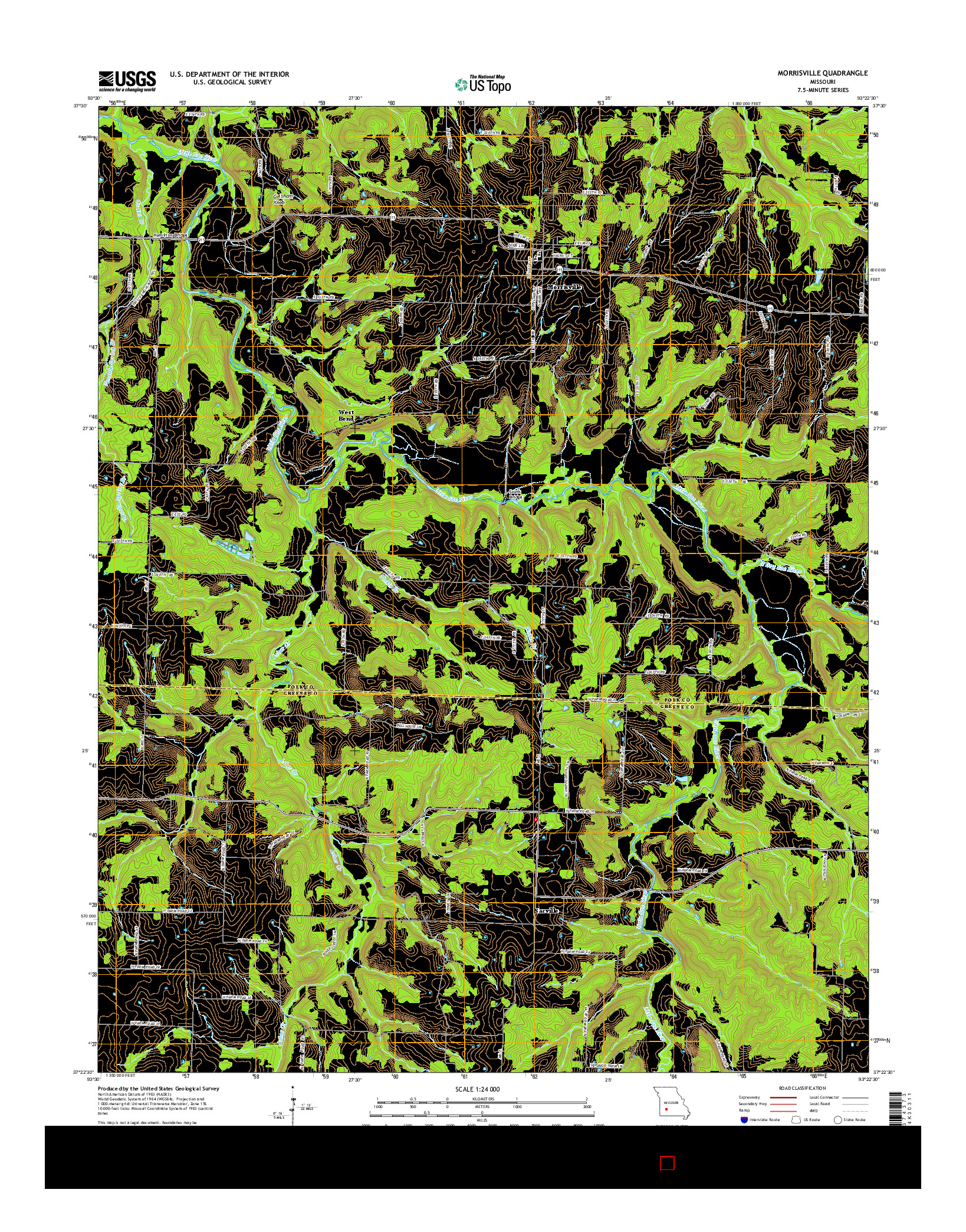 USGS US TOPO 7.5-MINUTE MAP FOR MORRISVILLE, MO 2015