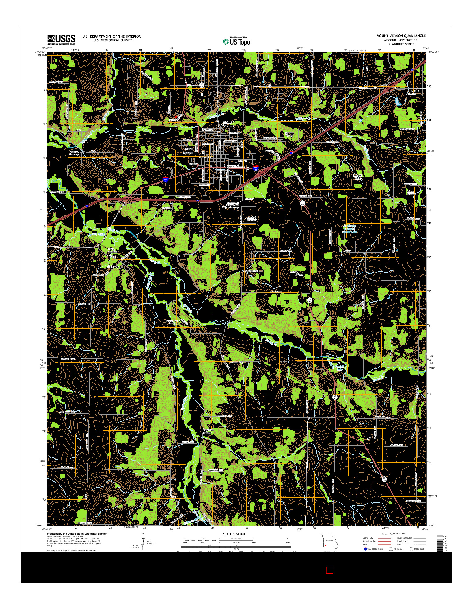 USGS US TOPO 7.5-MINUTE MAP FOR MOUNT VERNON, MO 2015