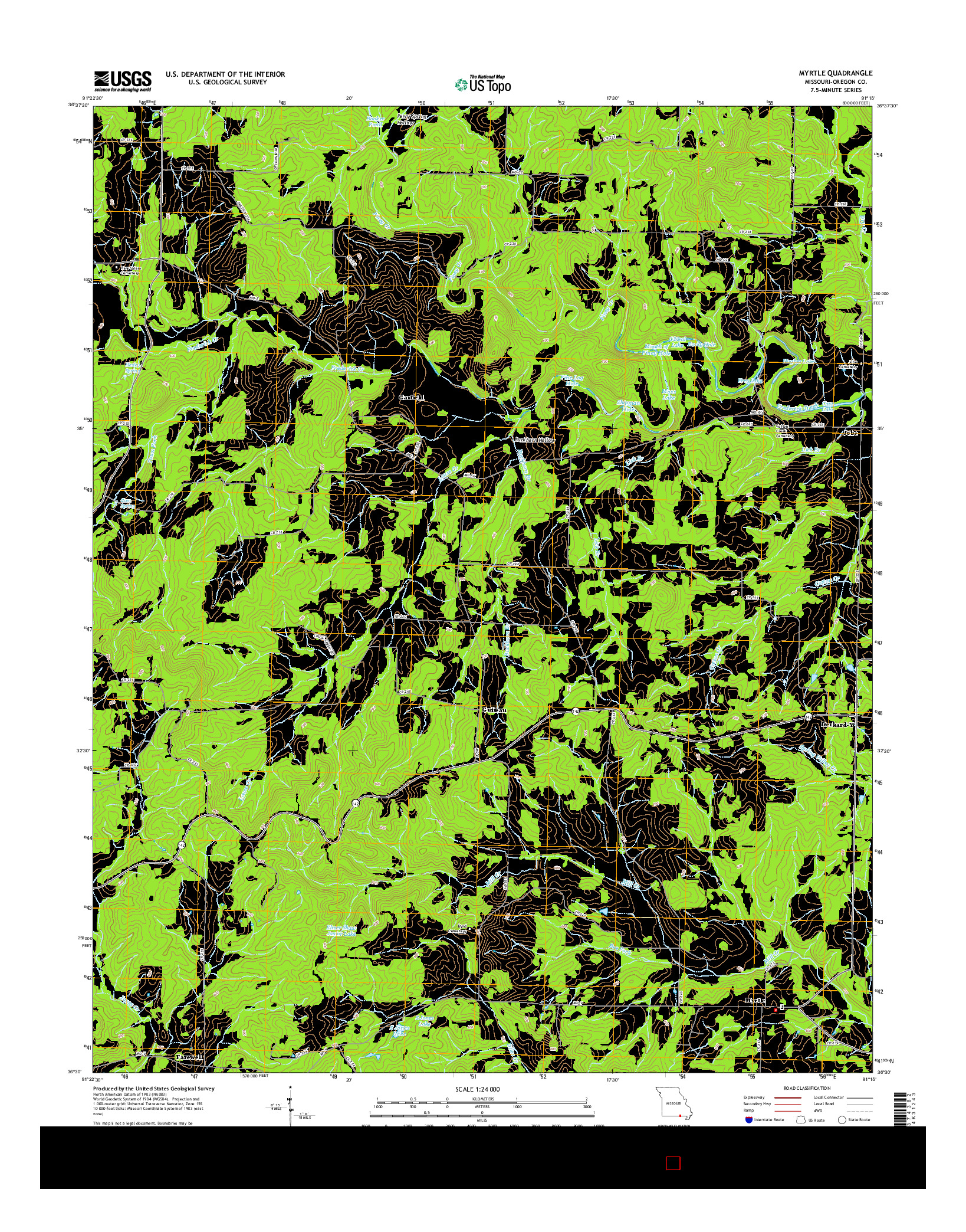 USGS US TOPO 7.5-MINUTE MAP FOR MYRTLE, MO 2015