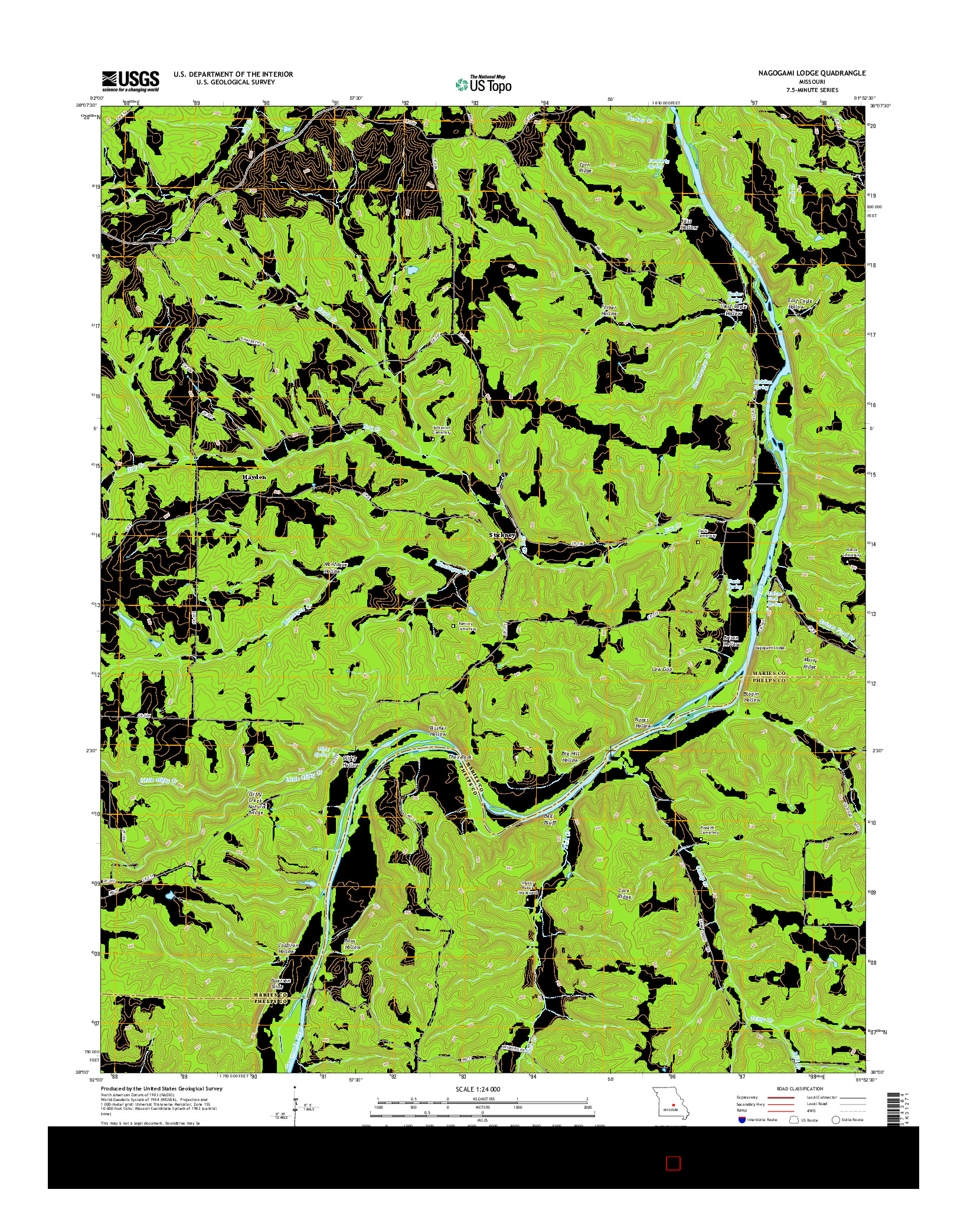 USGS US TOPO 7.5-MINUTE MAP FOR NAGOGAMI LODGE, MO 2015