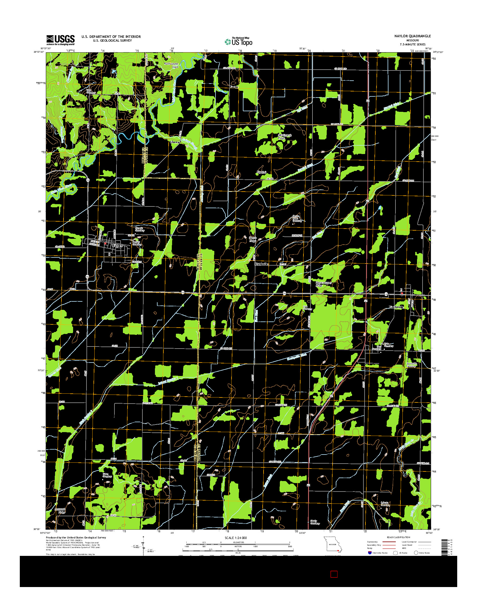 USGS US TOPO 7.5-MINUTE MAP FOR NAYLOR, MO 2015