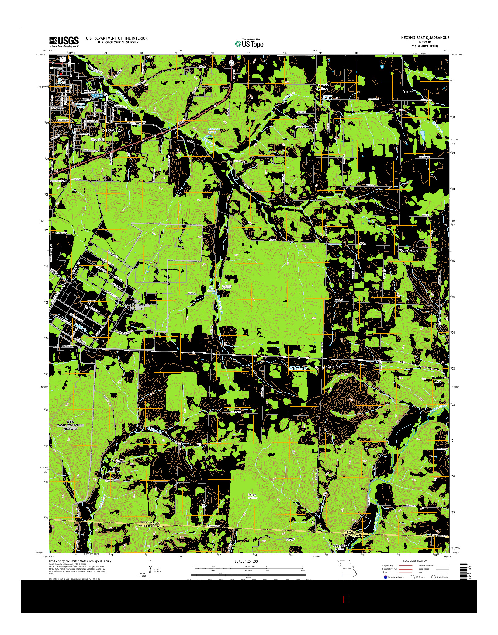 USGS US TOPO 7.5-MINUTE MAP FOR NEOSHO EAST, MO 2015