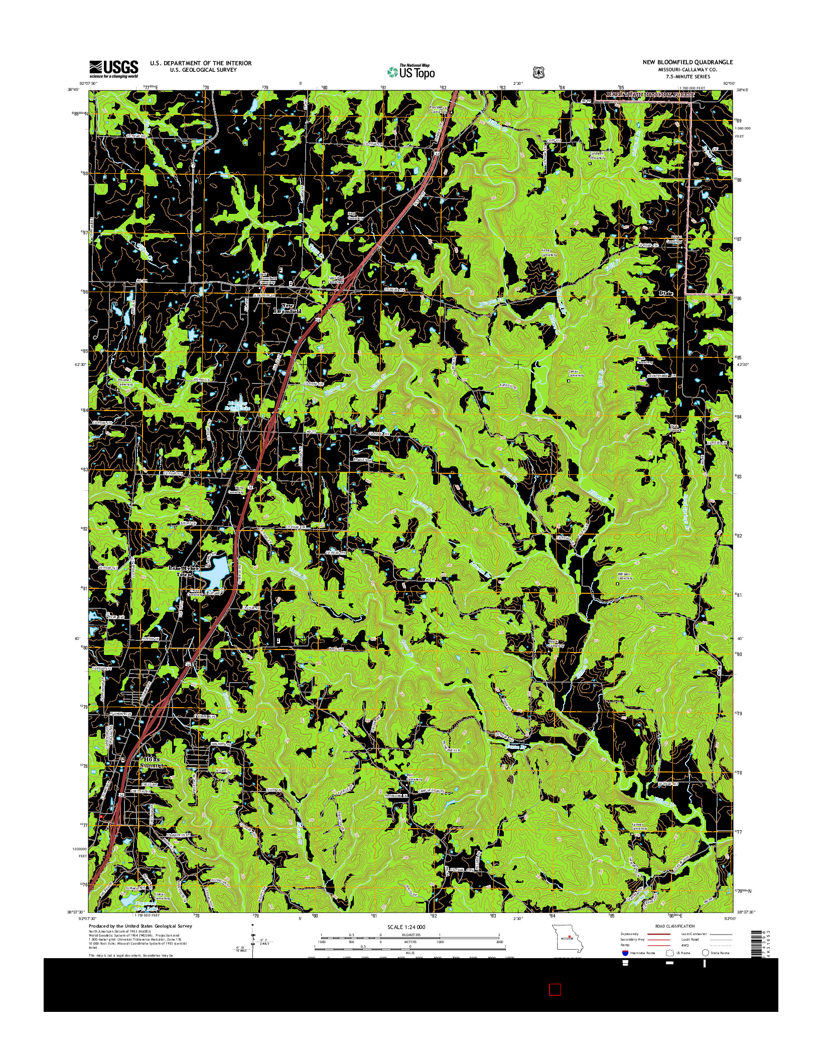 USGS US TOPO 7.5-MINUTE MAP FOR NEW BLOOMFIELD, MO 2015