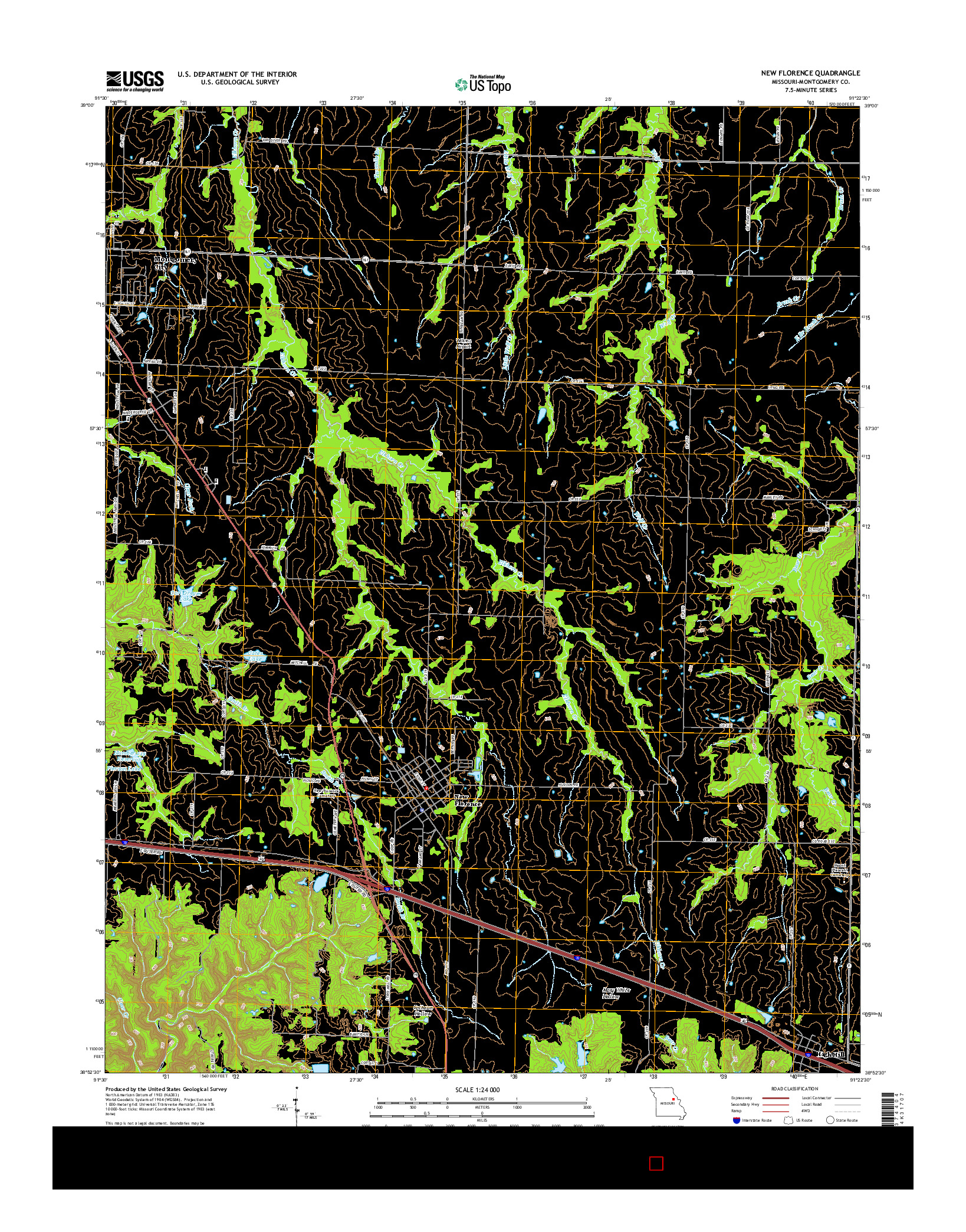 USGS US TOPO 7.5-MINUTE MAP FOR NEW FLORENCE, MO 2015