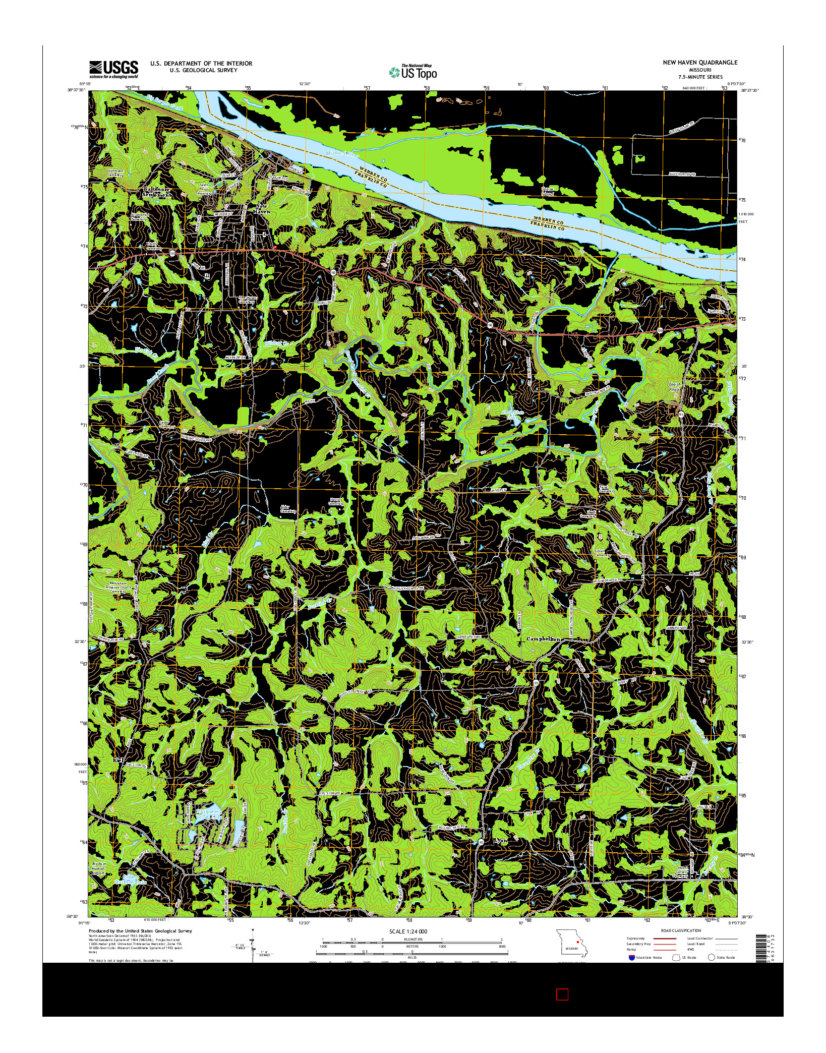 USGS US TOPO 7.5-MINUTE MAP FOR NEW HAVEN, MO 2015