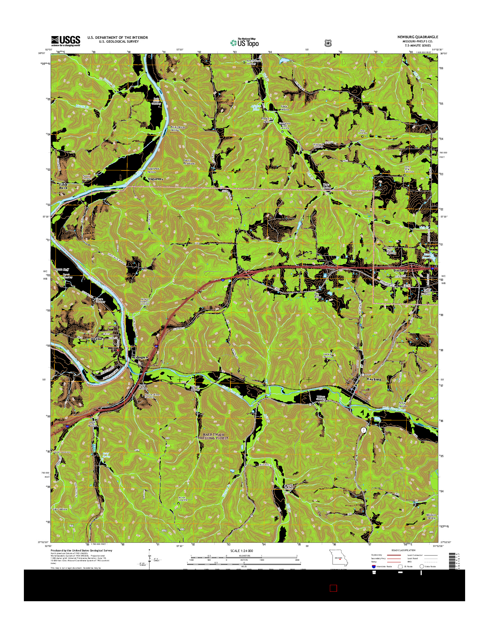 USGS US TOPO 7.5-MINUTE MAP FOR NEWBURG, MO 2015