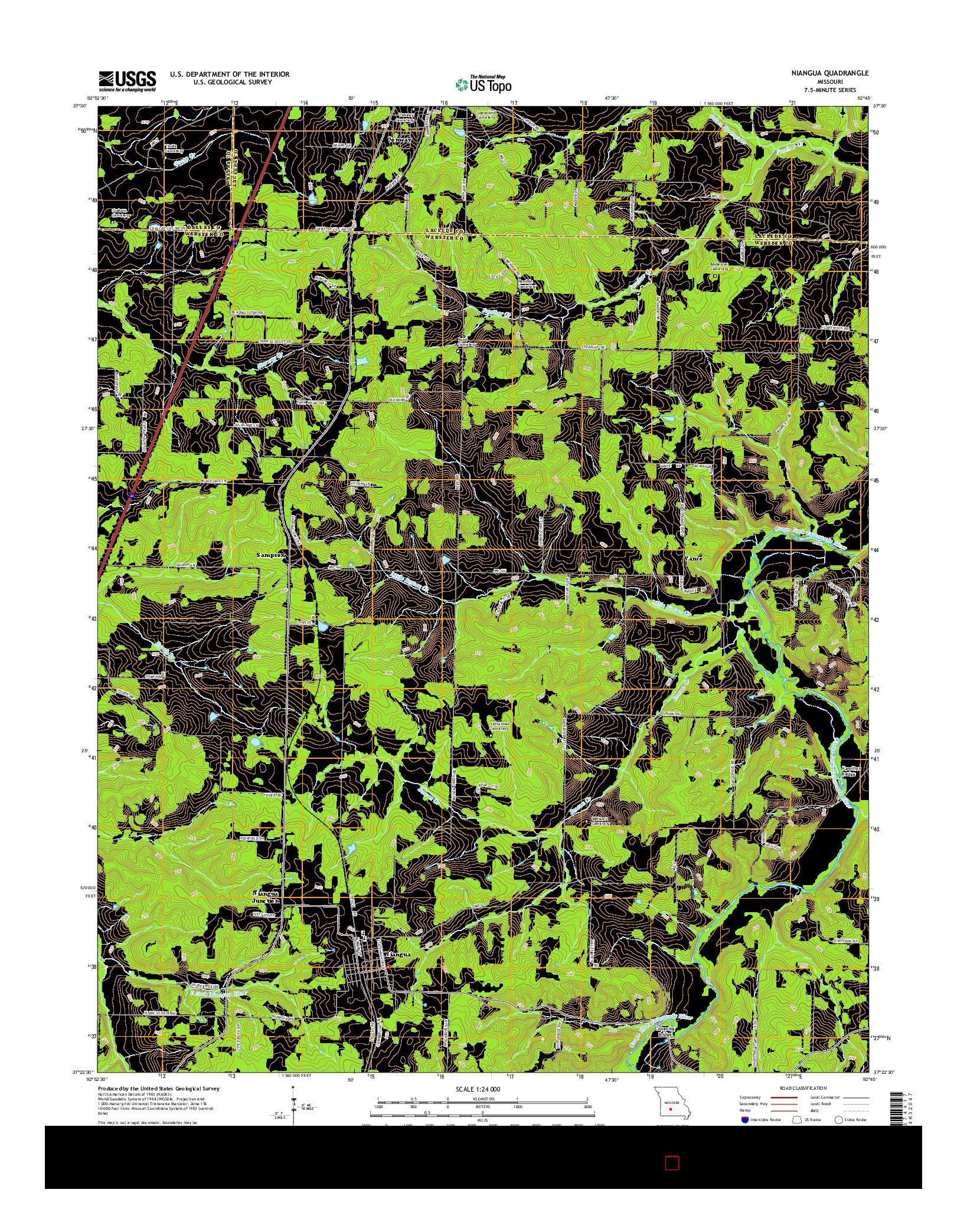 USGS US TOPO 7.5-MINUTE MAP FOR NIANGUA, MO 2015