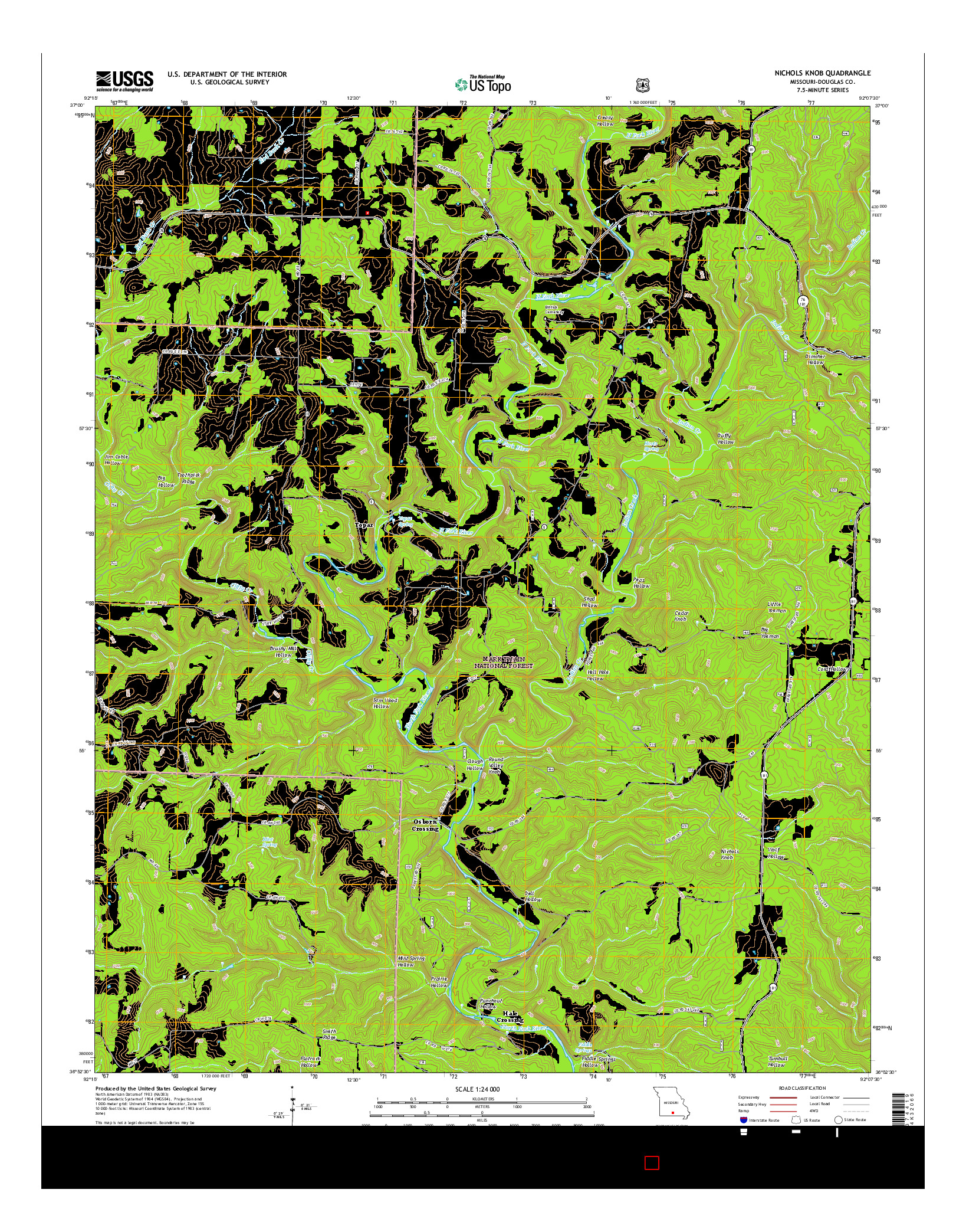 USGS US TOPO 7.5-MINUTE MAP FOR NICHOLS KNOB, MO 2015