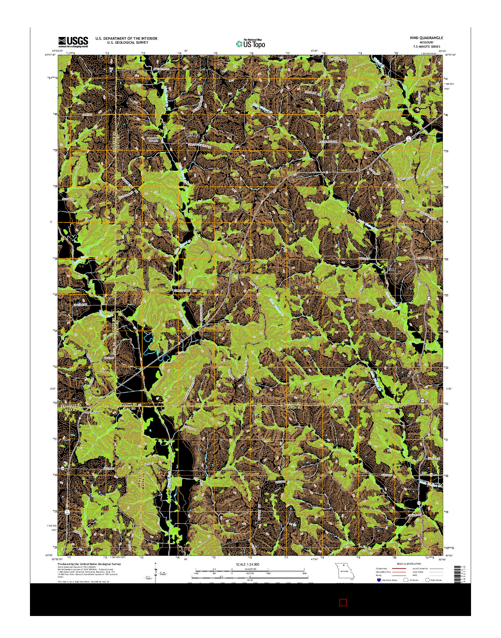 USGS US TOPO 7.5-MINUTE MAP FOR NIND, MO 2015