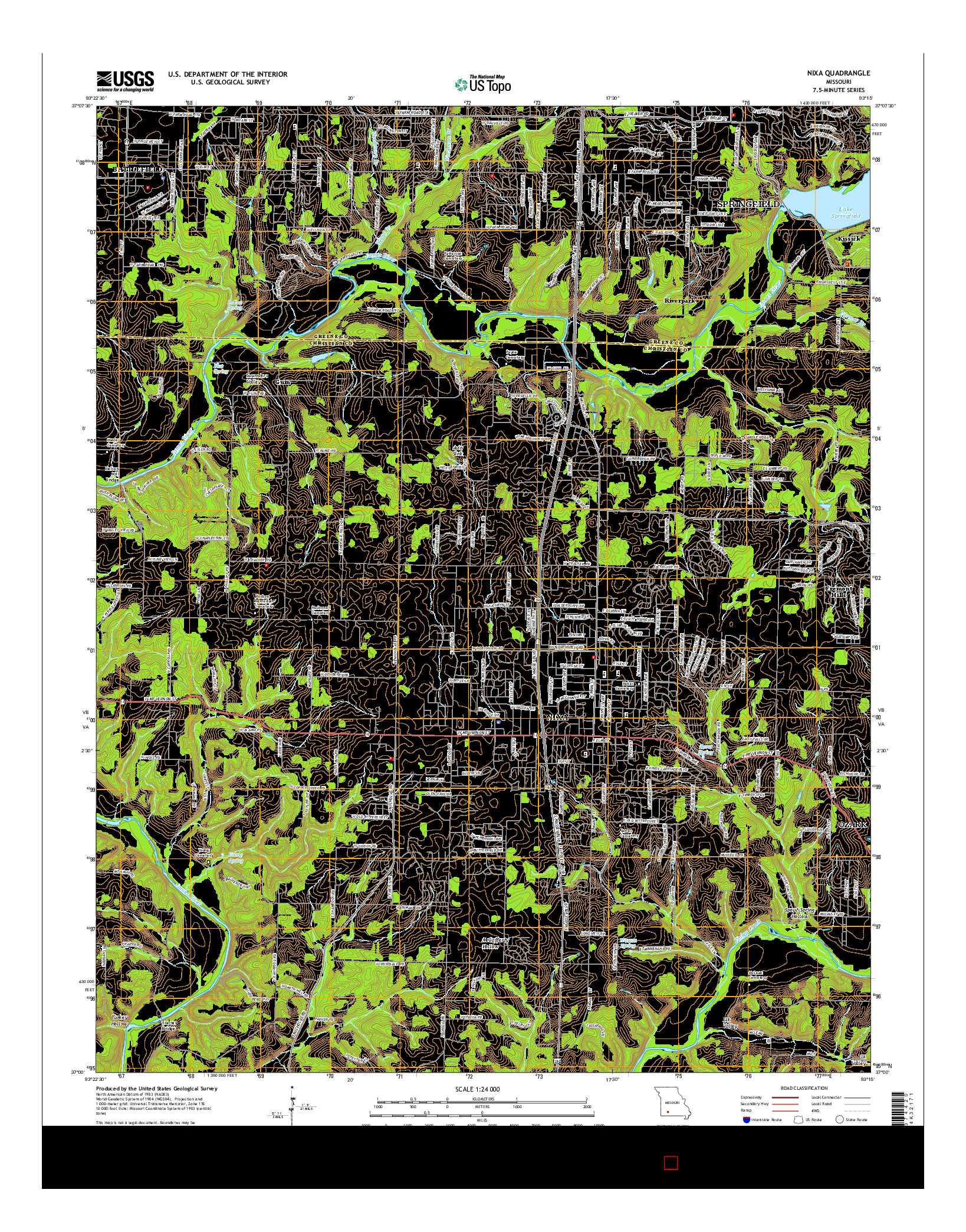 USGS US TOPO 7.5-MINUTE MAP FOR NIXA, MO 2015