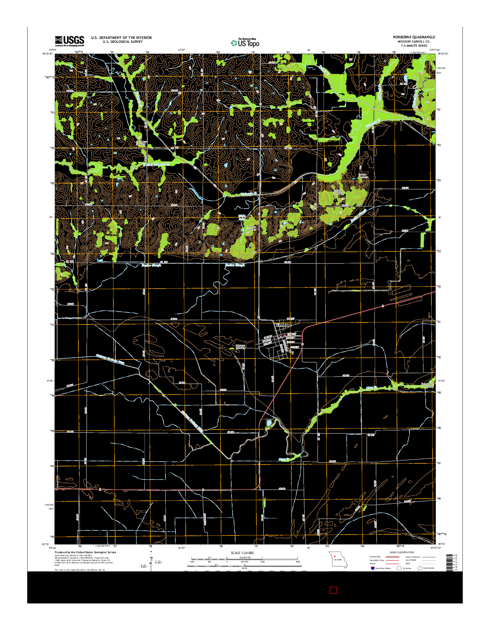 USGS US TOPO 7.5-MINUTE MAP FOR NORBORNE, MO 2015