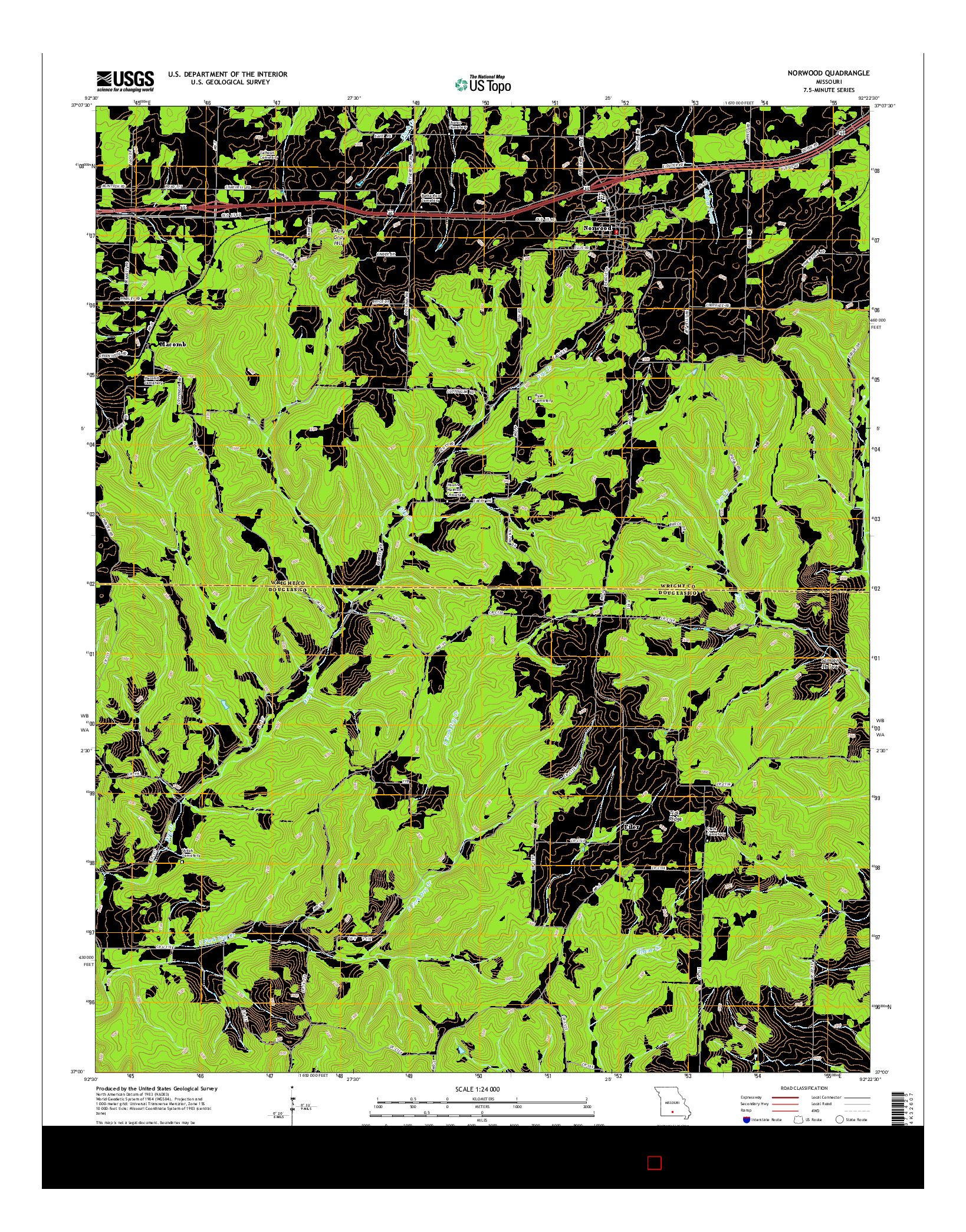 USGS US TOPO 7.5-MINUTE MAP FOR NORWOOD, MO 2015