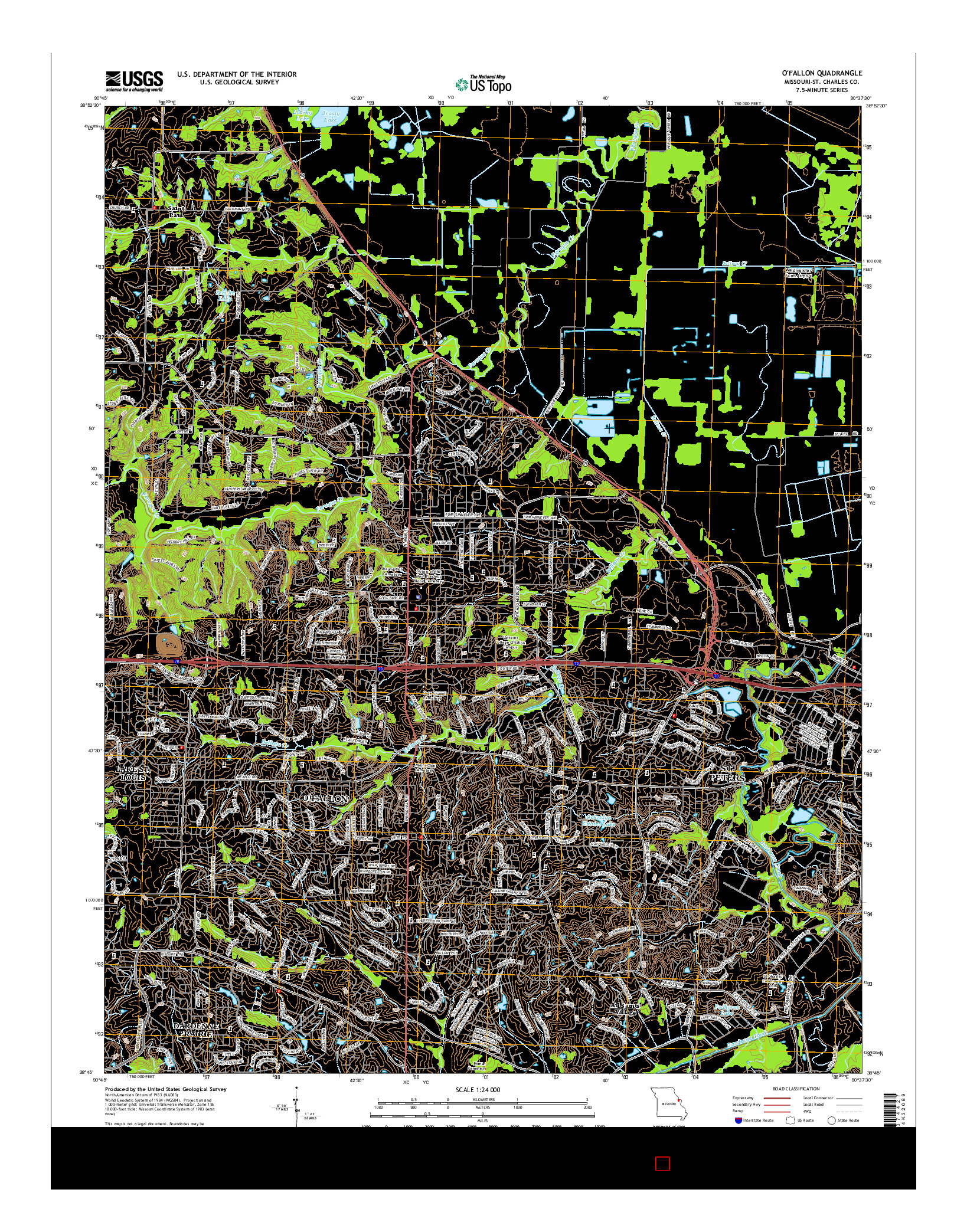 USGS US TOPO 7.5-MINUTE MAP FOR O'FALLON, MO 2015