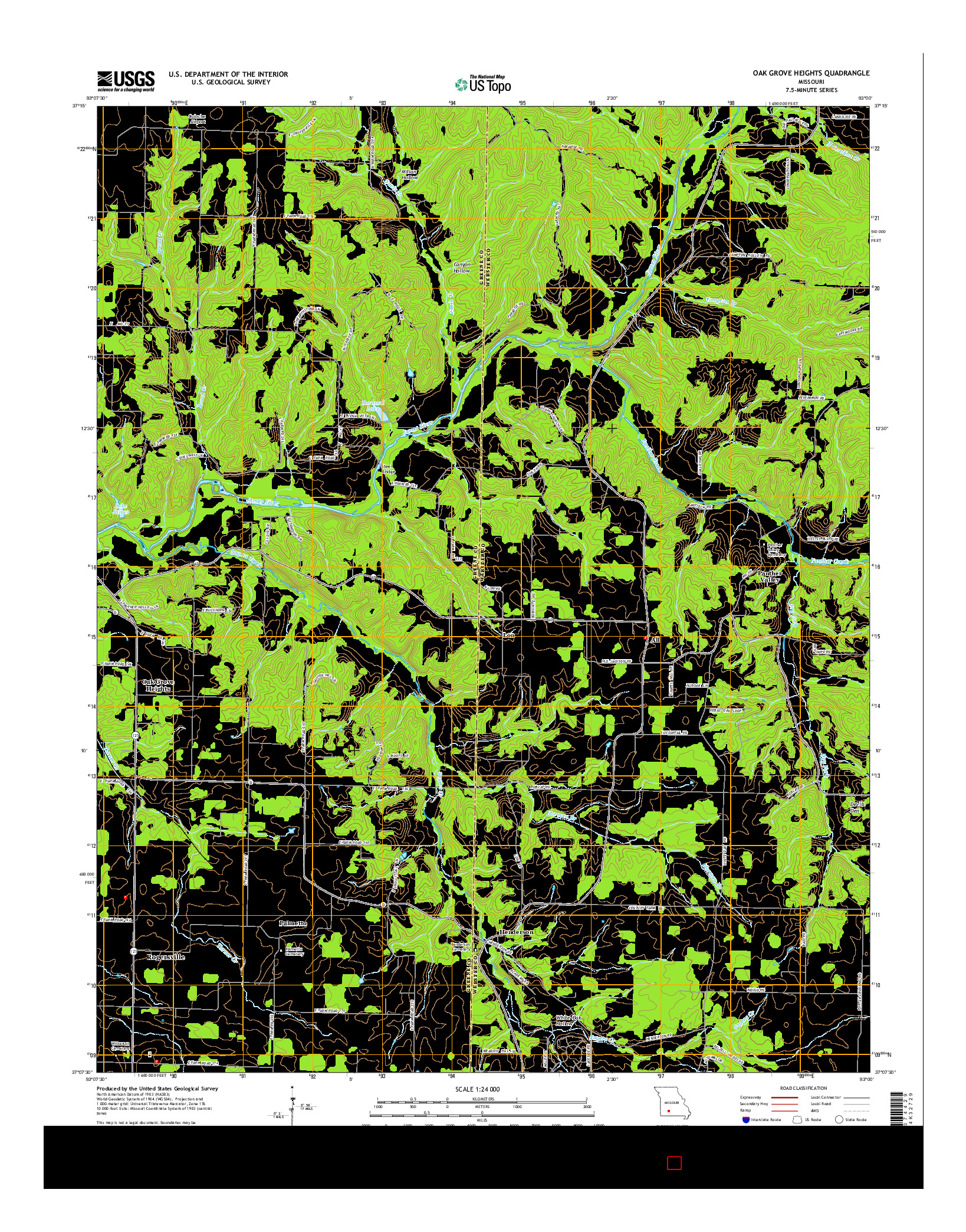 USGS US TOPO 7.5-MINUTE MAP FOR OAK GROVE HEIGHTS, MO 2015