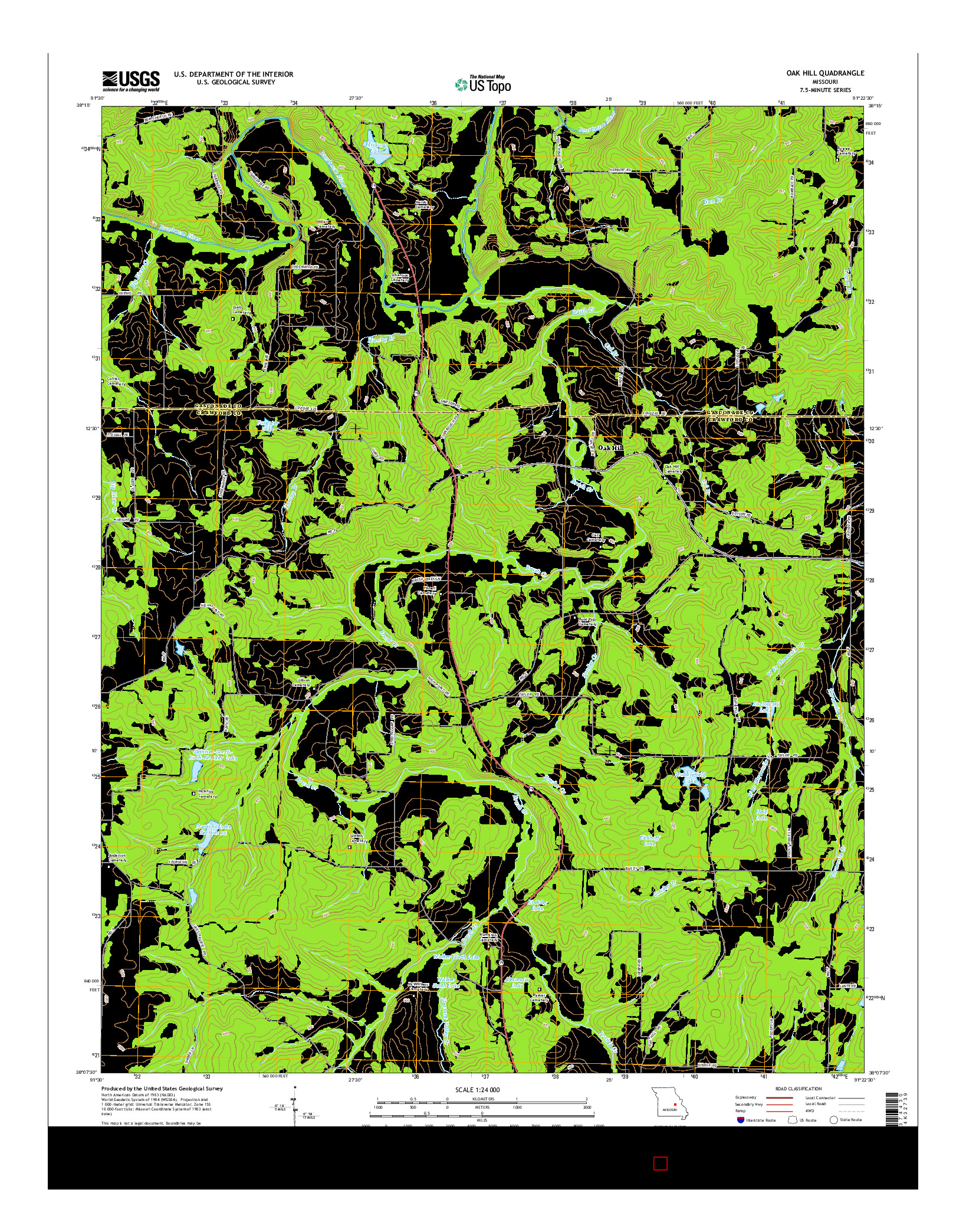 USGS US TOPO 7.5-MINUTE MAP FOR OAK HILL, MO 2015