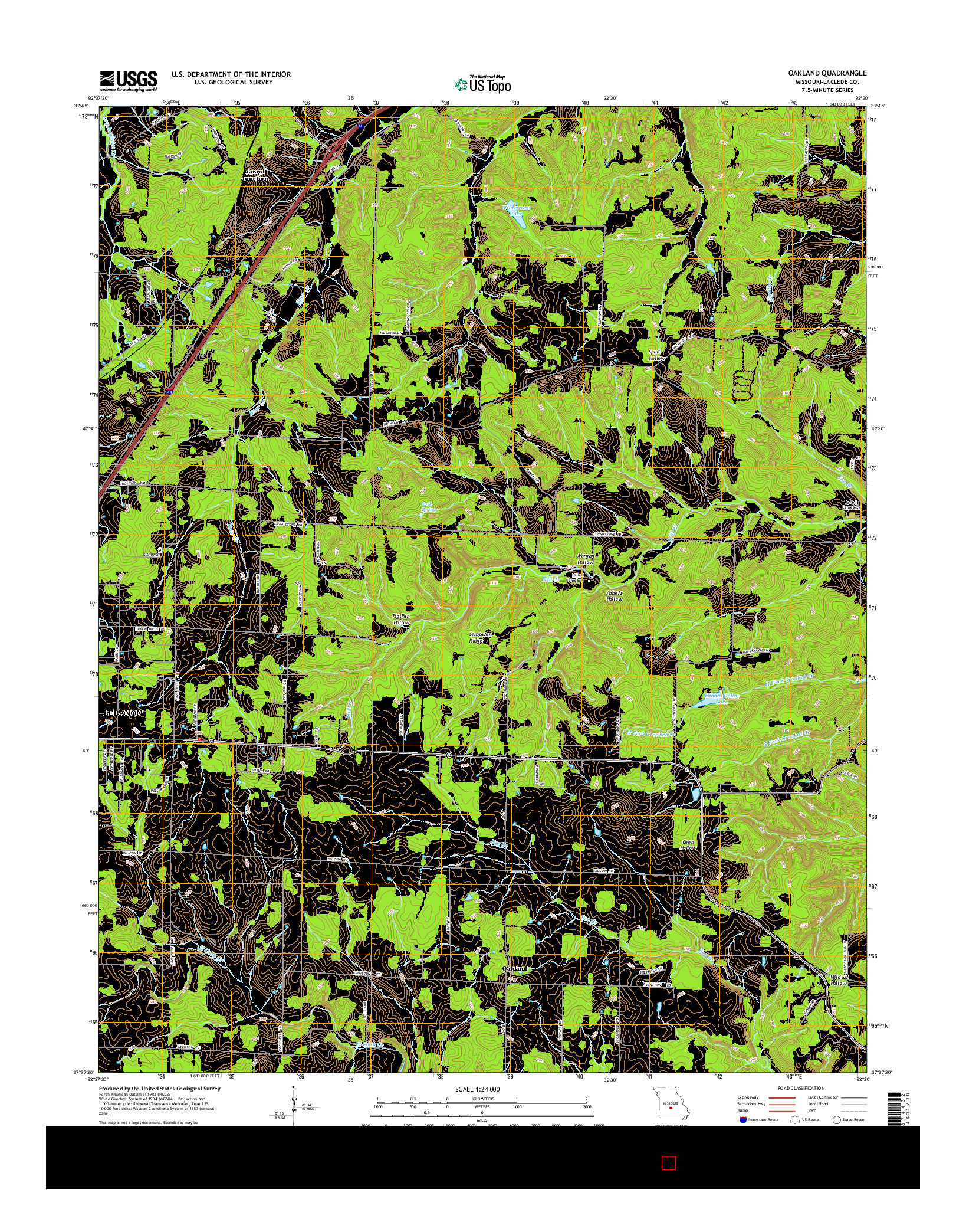 USGS US TOPO 7.5-MINUTE MAP FOR OAKLAND, MO 2015