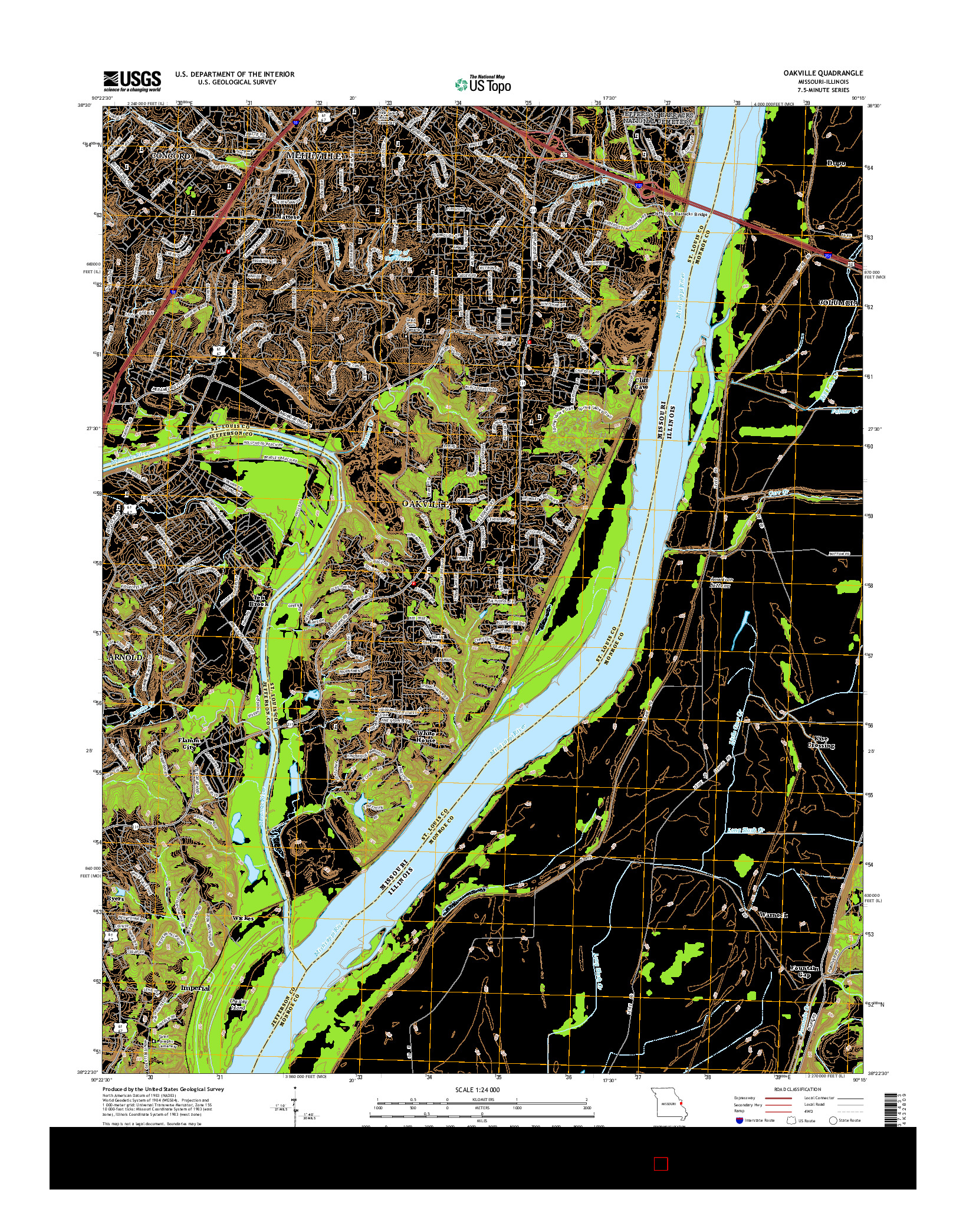 USGS US TOPO 7.5-MINUTE MAP FOR OAKVILLE, MO-IL 2015