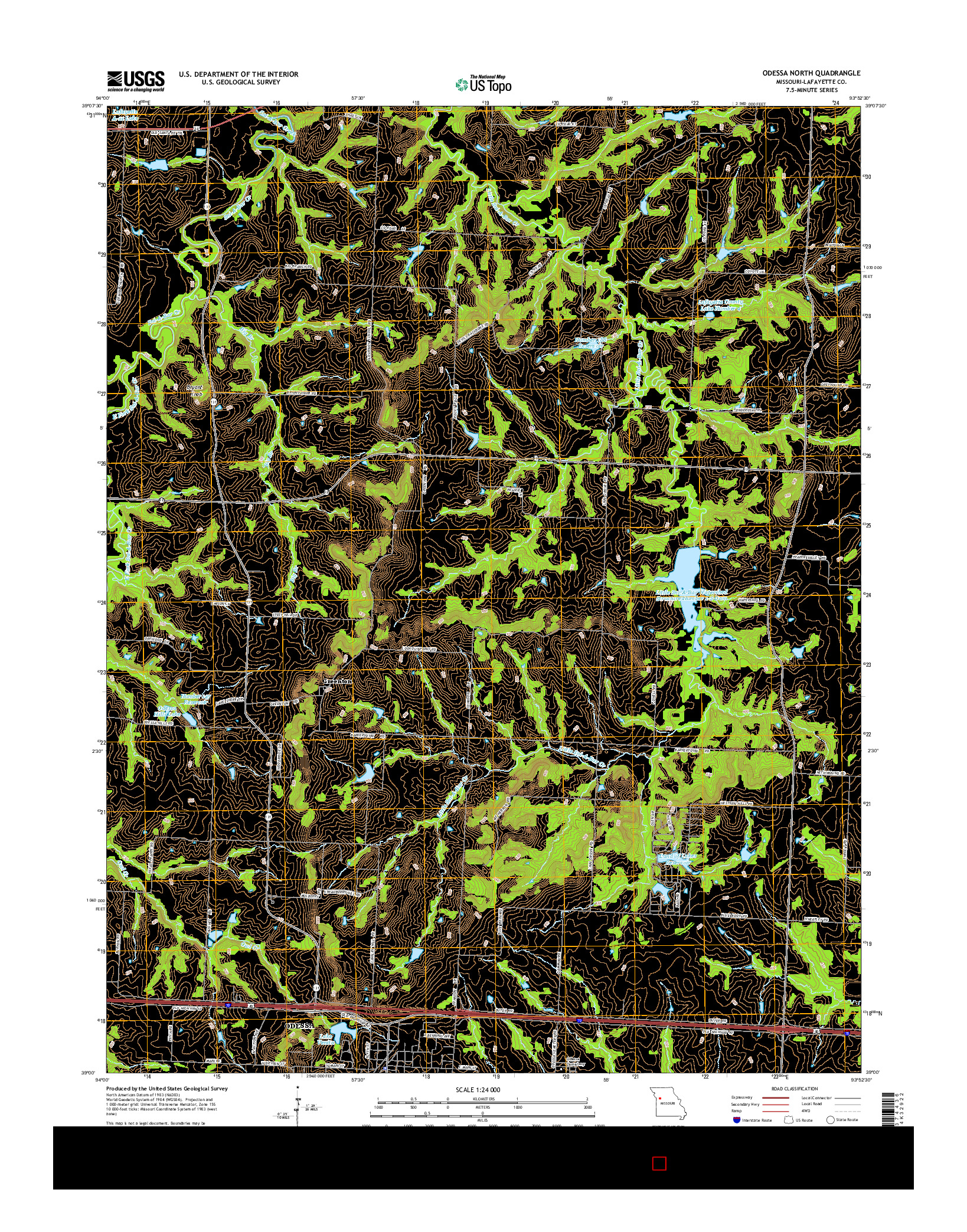 USGS US TOPO 7.5-MINUTE MAP FOR ODESSA NORTH, MO 2015