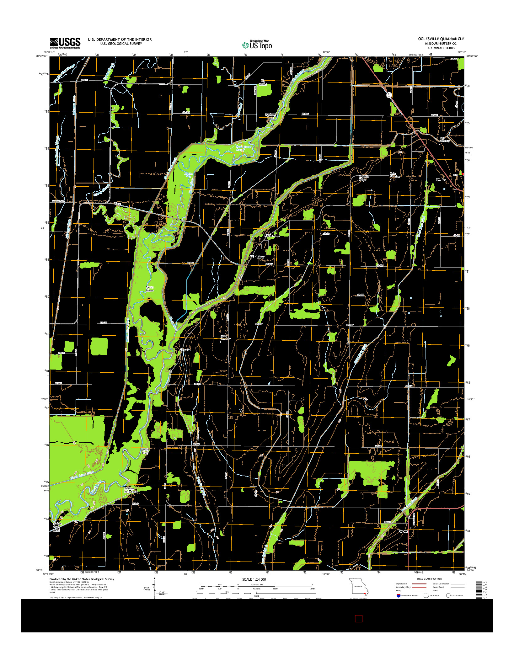 USGS US TOPO 7.5-MINUTE MAP FOR OGLESVILLE, MO 2015