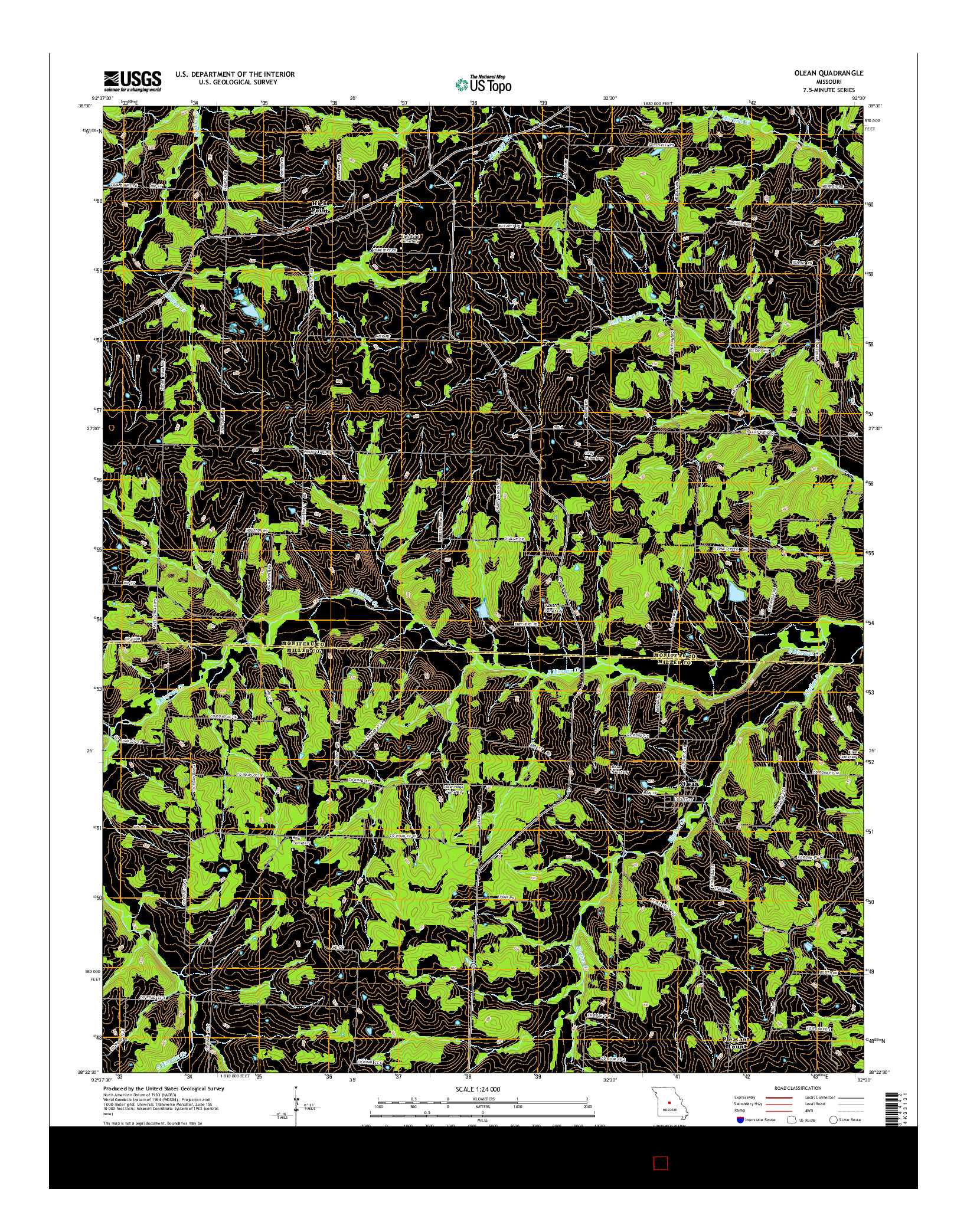 USGS US TOPO 7.5-MINUTE MAP FOR OLEAN, MO 2015