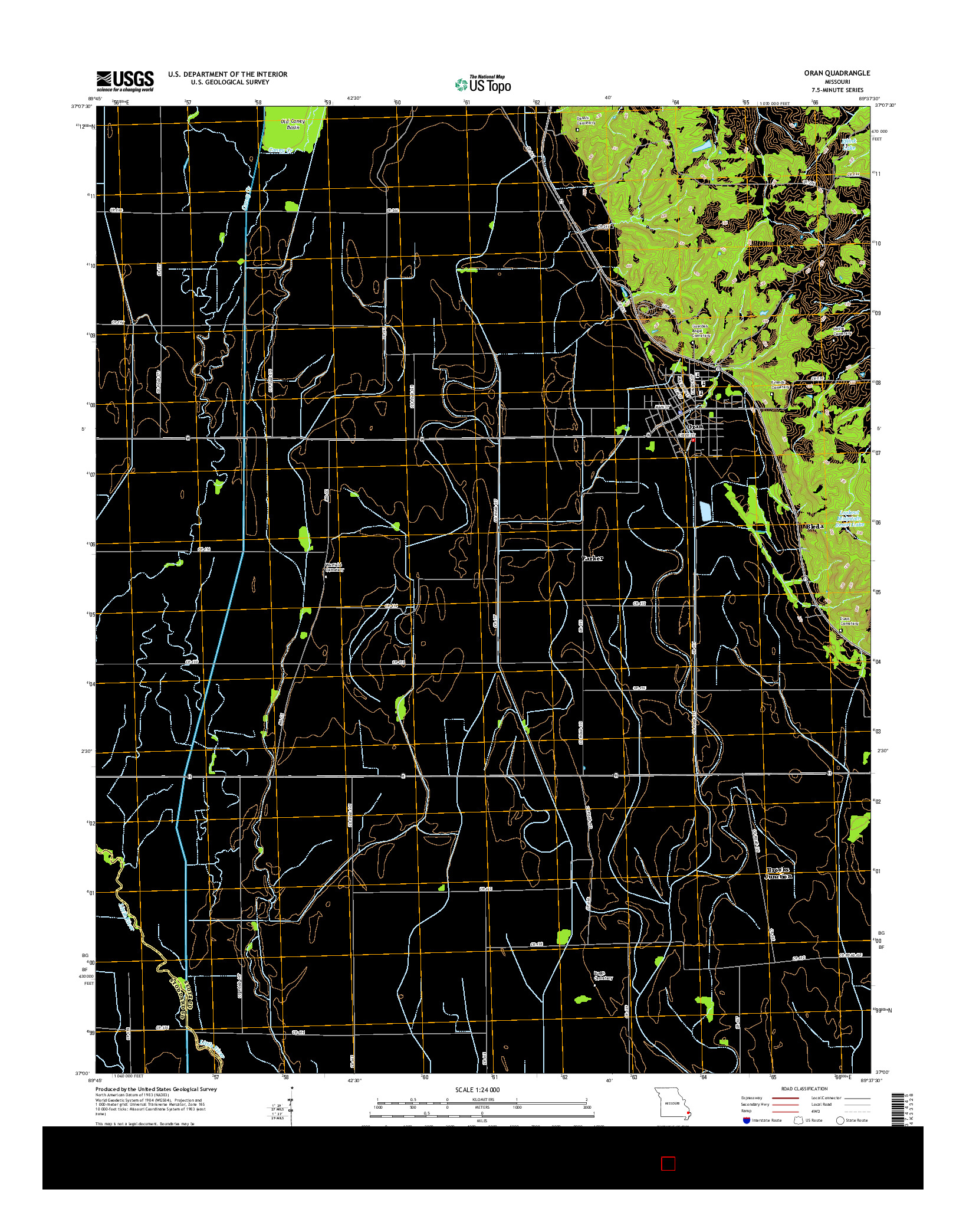 USGS US TOPO 7.5-MINUTE MAP FOR ORAN, MO 2015