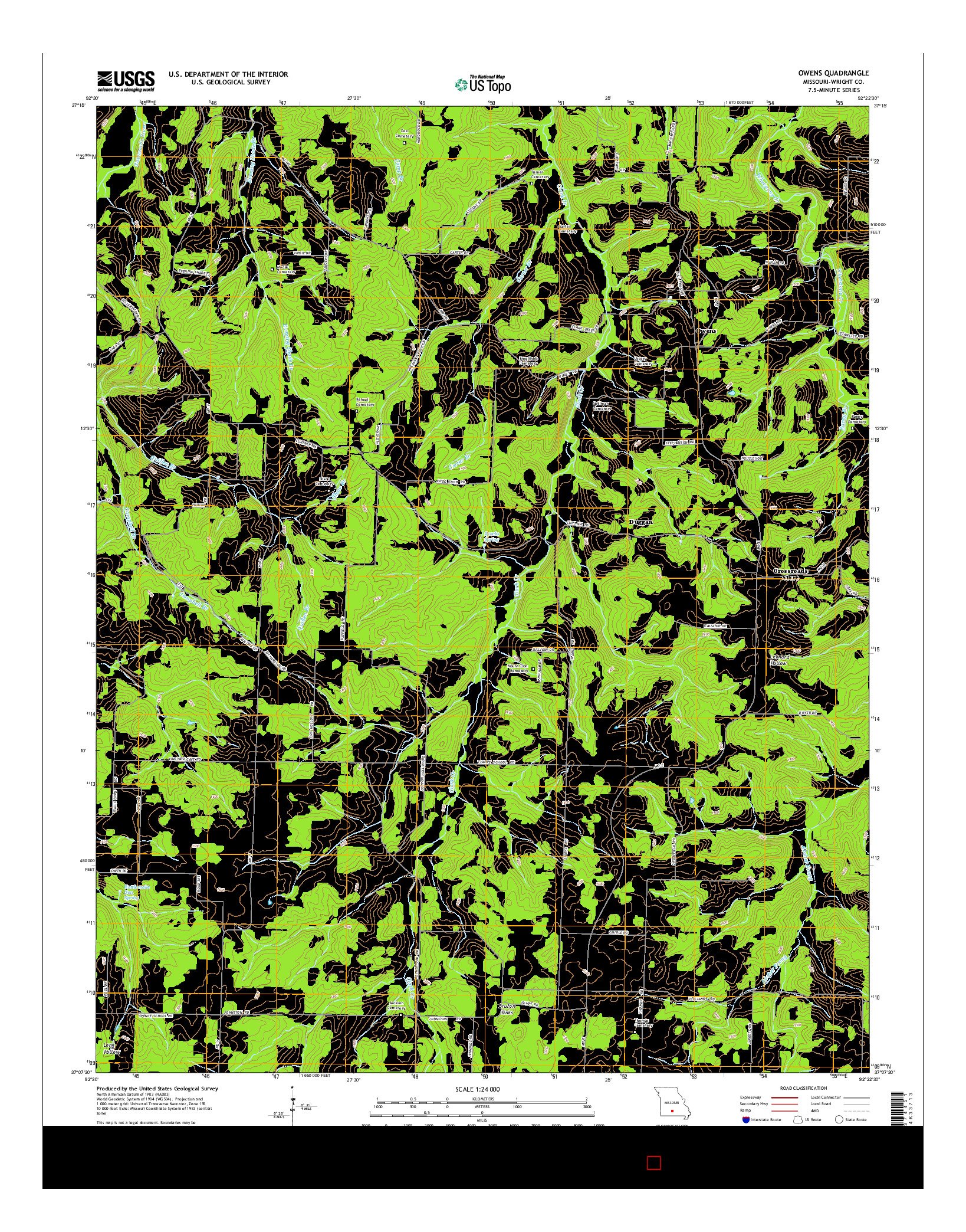 USGS US TOPO 7.5-MINUTE MAP FOR OWENS, MO 2015