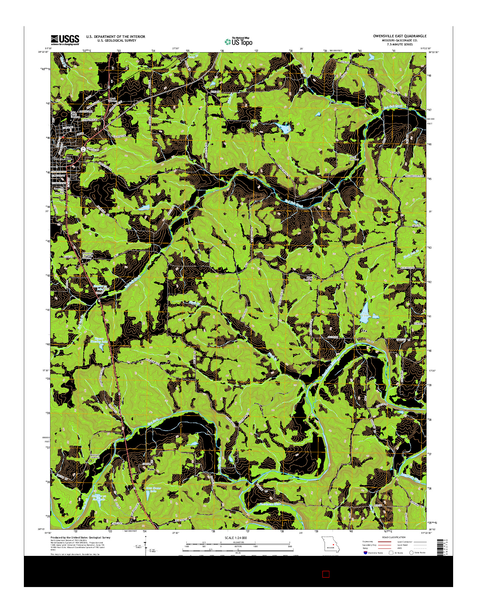 USGS US TOPO 7.5-MINUTE MAP FOR OWENSVILLE EAST, MO 2015