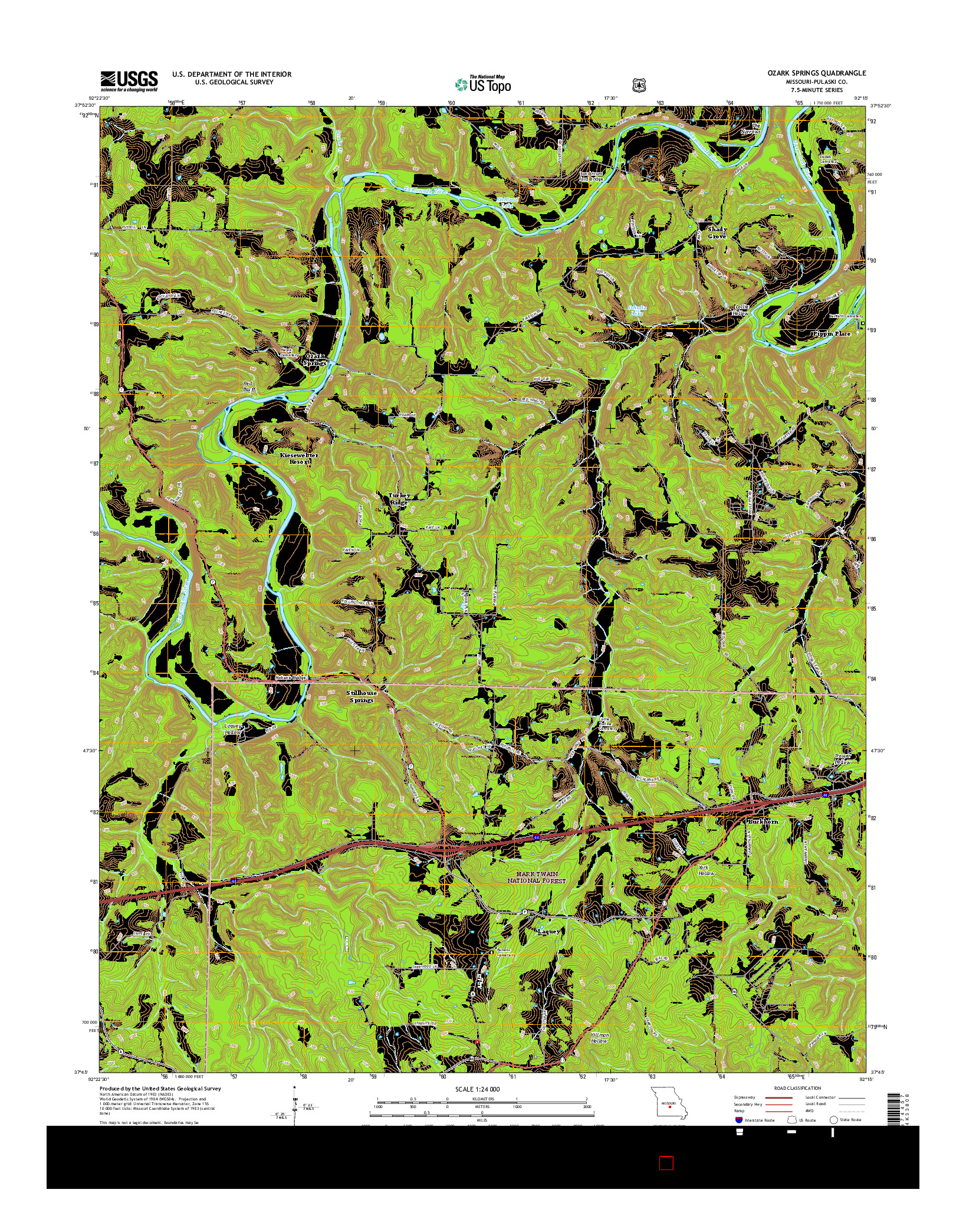 USGS US TOPO 7.5-MINUTE MAP FOR OZARK SPRINGS, MO 2015