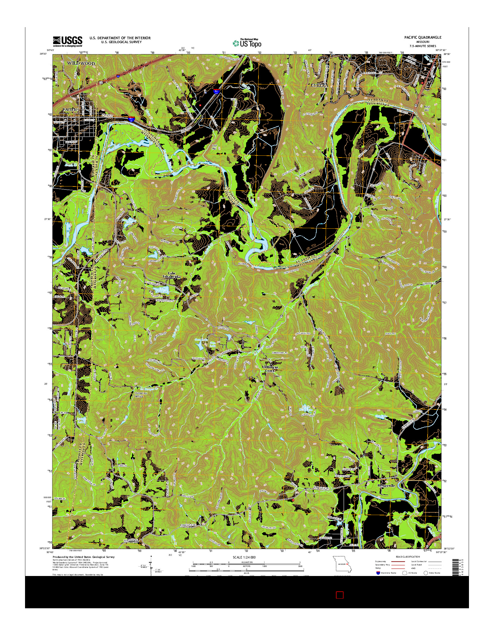 USGS US TOPO 7.5-MINUTE MAP FOR PACIFIC, MO 2015