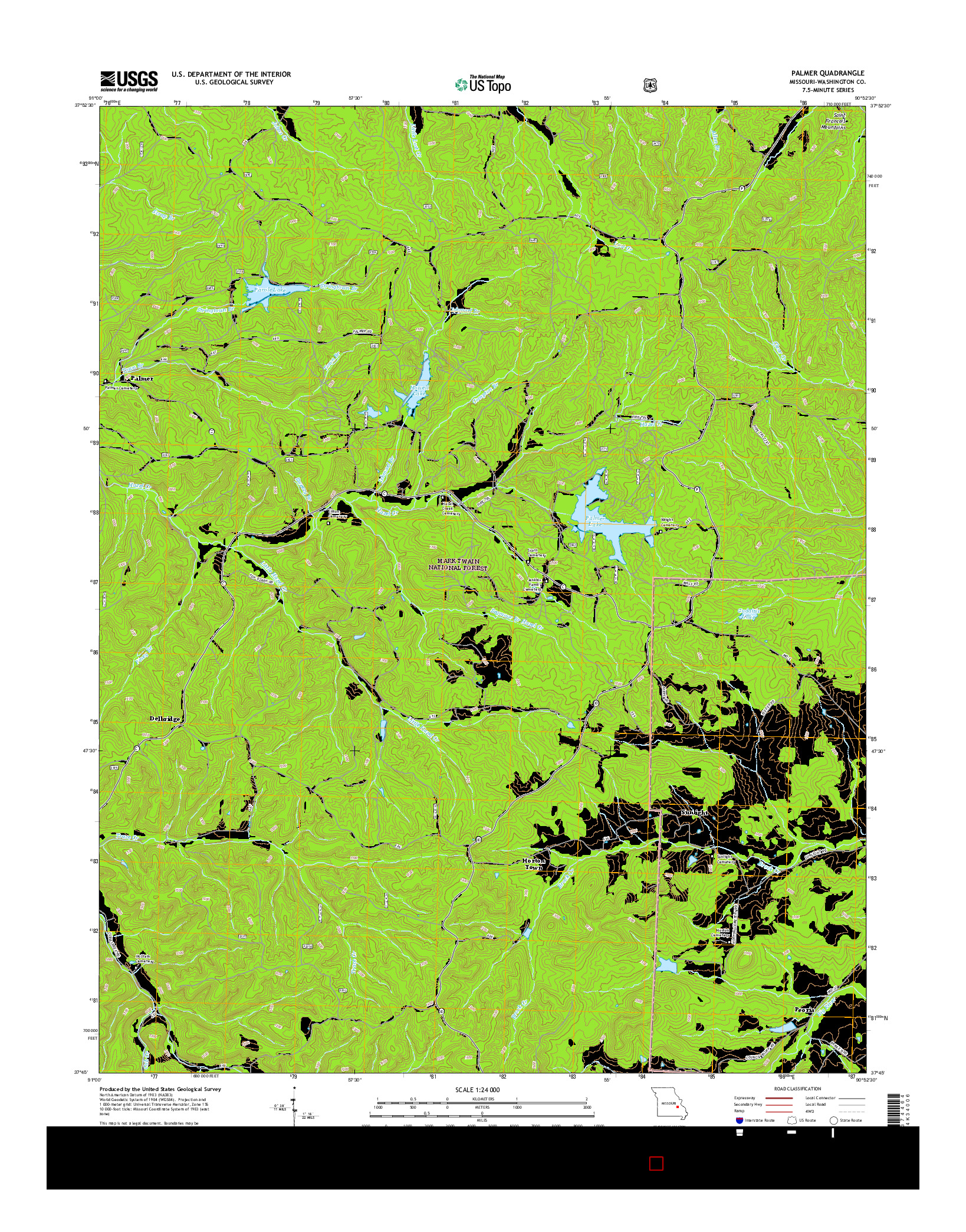 USGS US TOPO 7.5-MINUTE MAP FOR PALMER, MO 2015