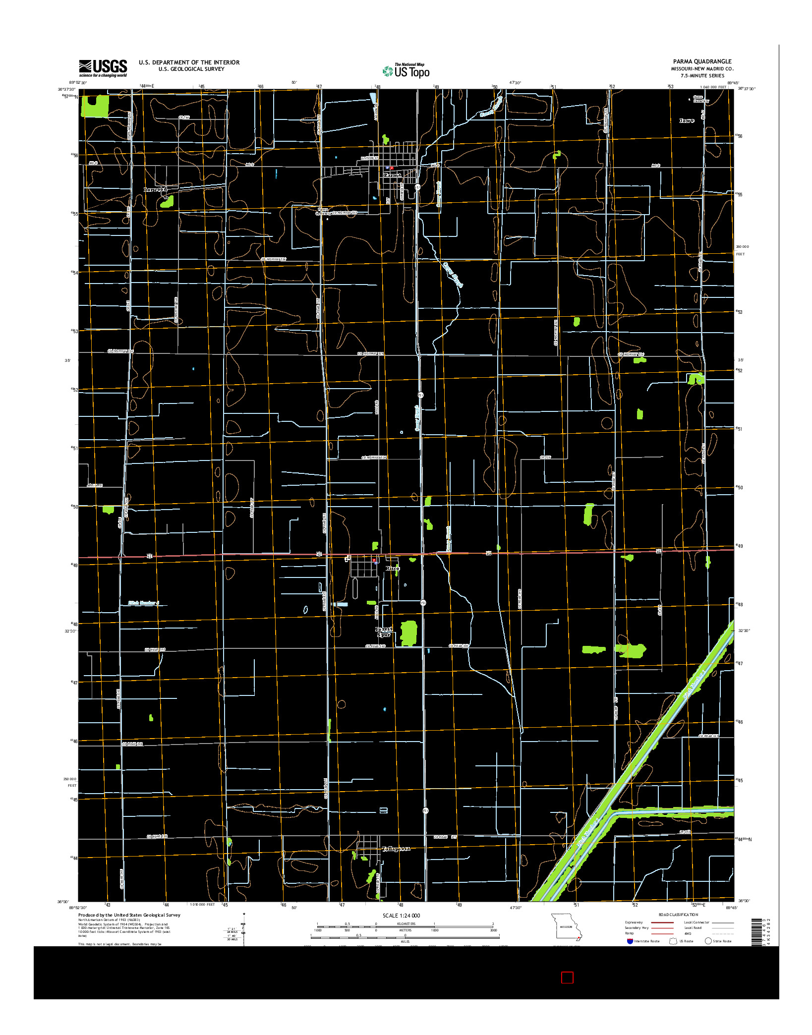 USGS US TOPO 7.5-MINUTE MAP FOR PARMA, MO 2015