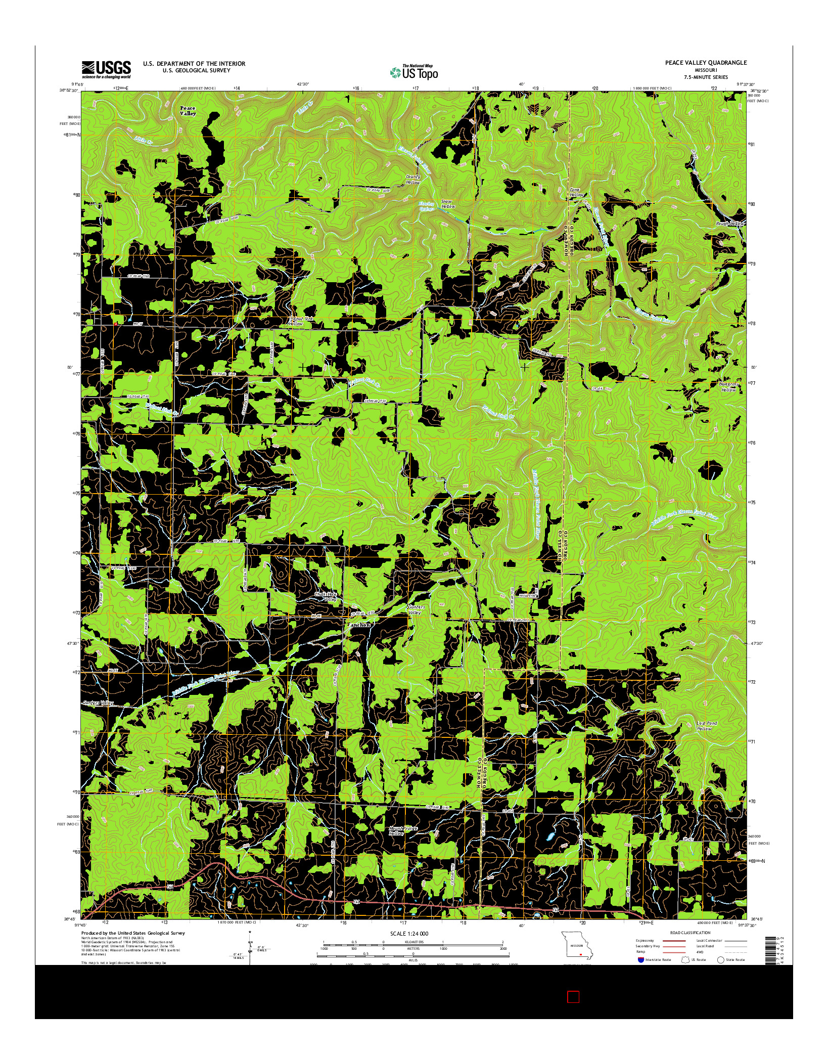 USGS US TOPO 7.5-MINUTE MAP FOR PEACE VALLEY, MO 2015