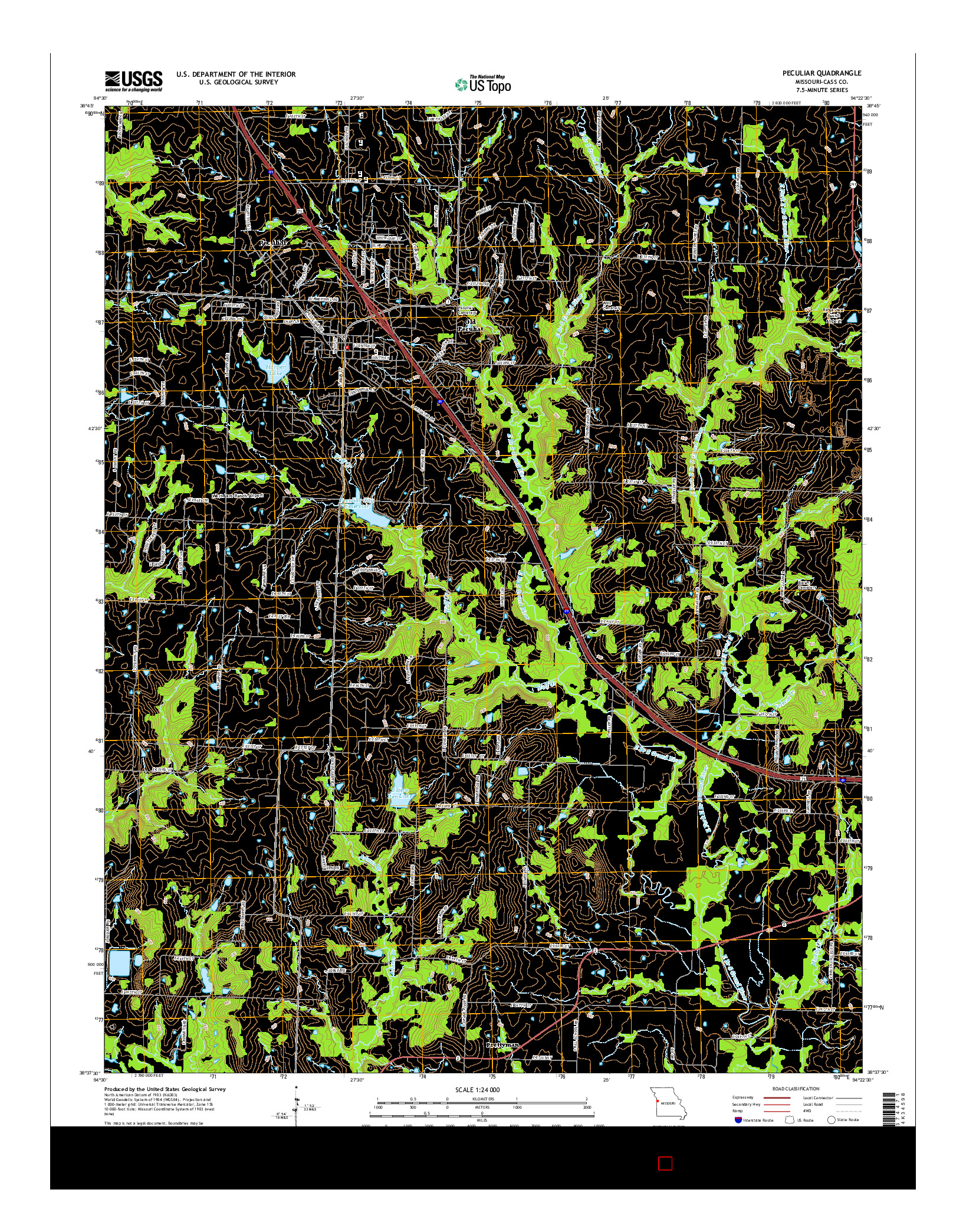 USGS US TOPO 7.5-MINUTE MAP FOR PECULIAR, MO 2015