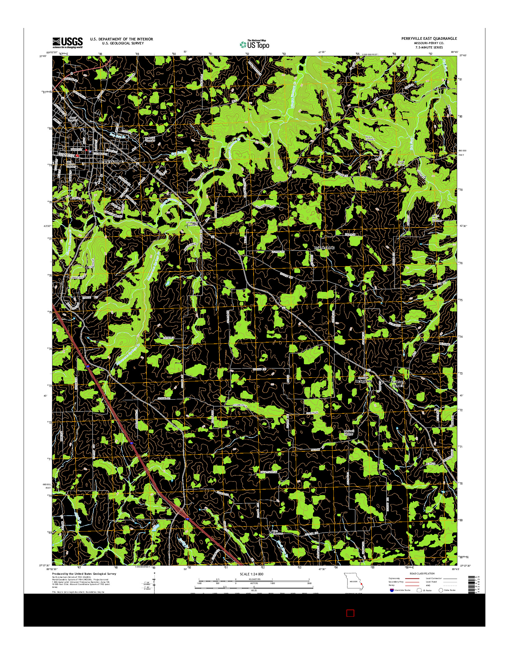 USGS US TOPO 7.5-MINUTE MAP FOR PERRYVILLE EAST, MO 2015