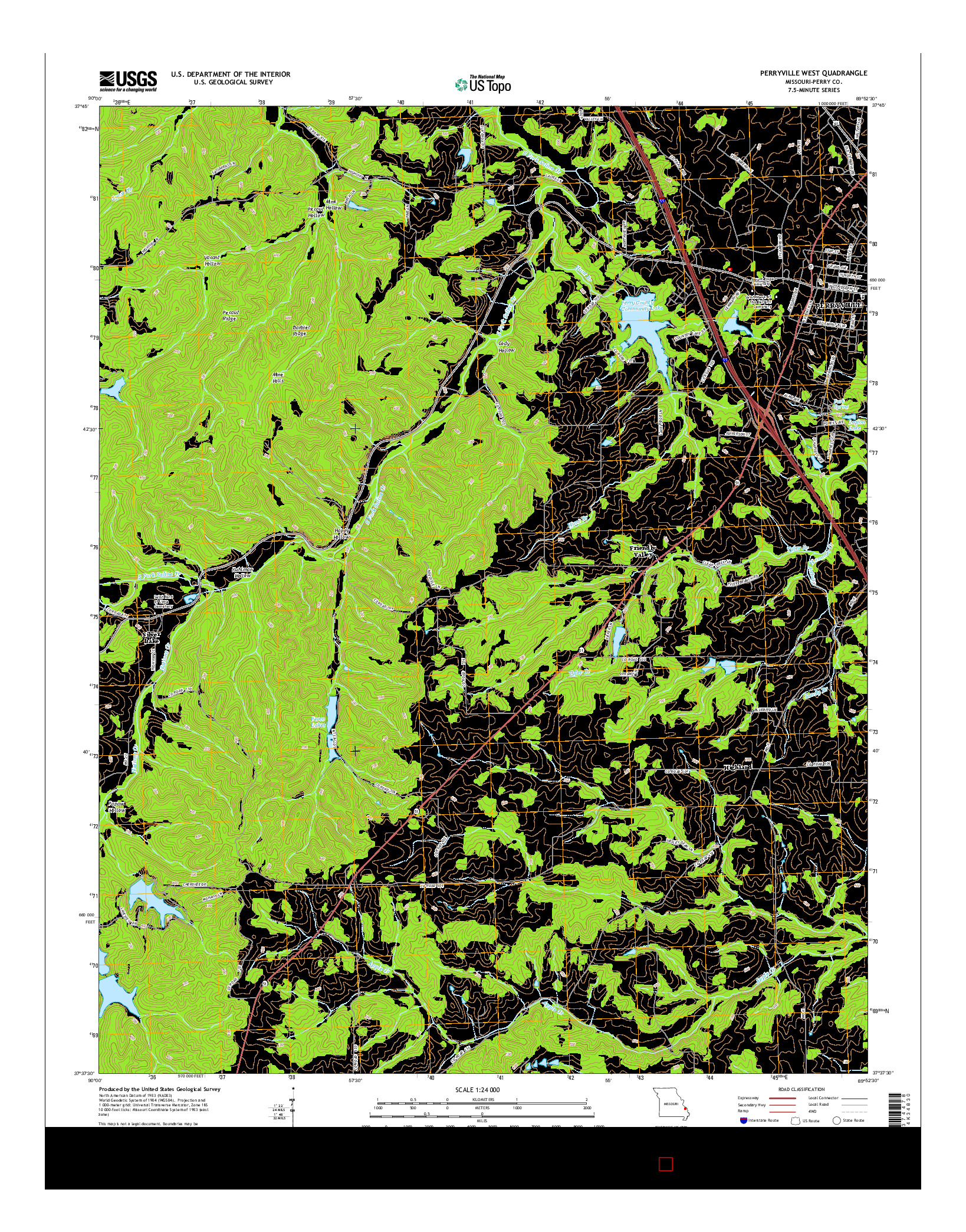 USGS US TOPO 7.5-MINUTE MAP FOR PERRYVILLE WEST, MO 2015