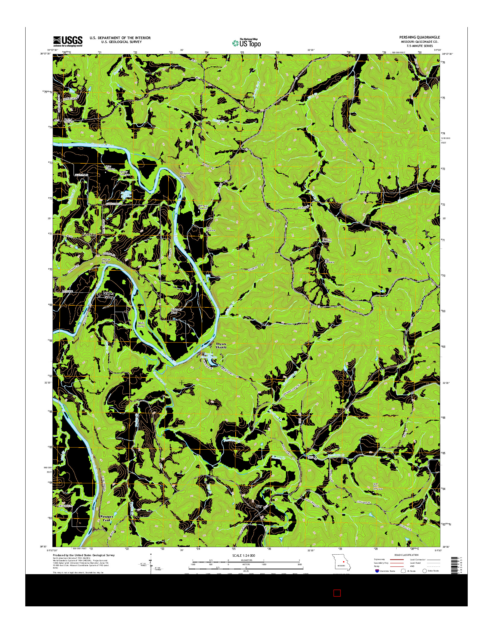 USGS US TOPO 7.5-MINUTE MAP FOR PERSHING, MO 2015