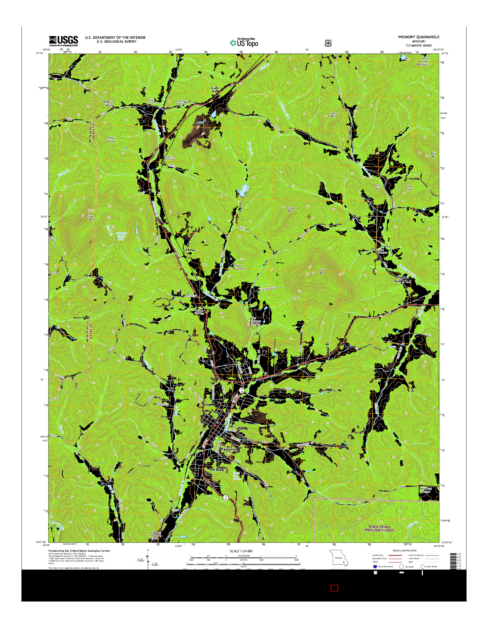 USGS US TOPO 7.5-MINUTE MAP FOR PIEDMONT, MO 2015