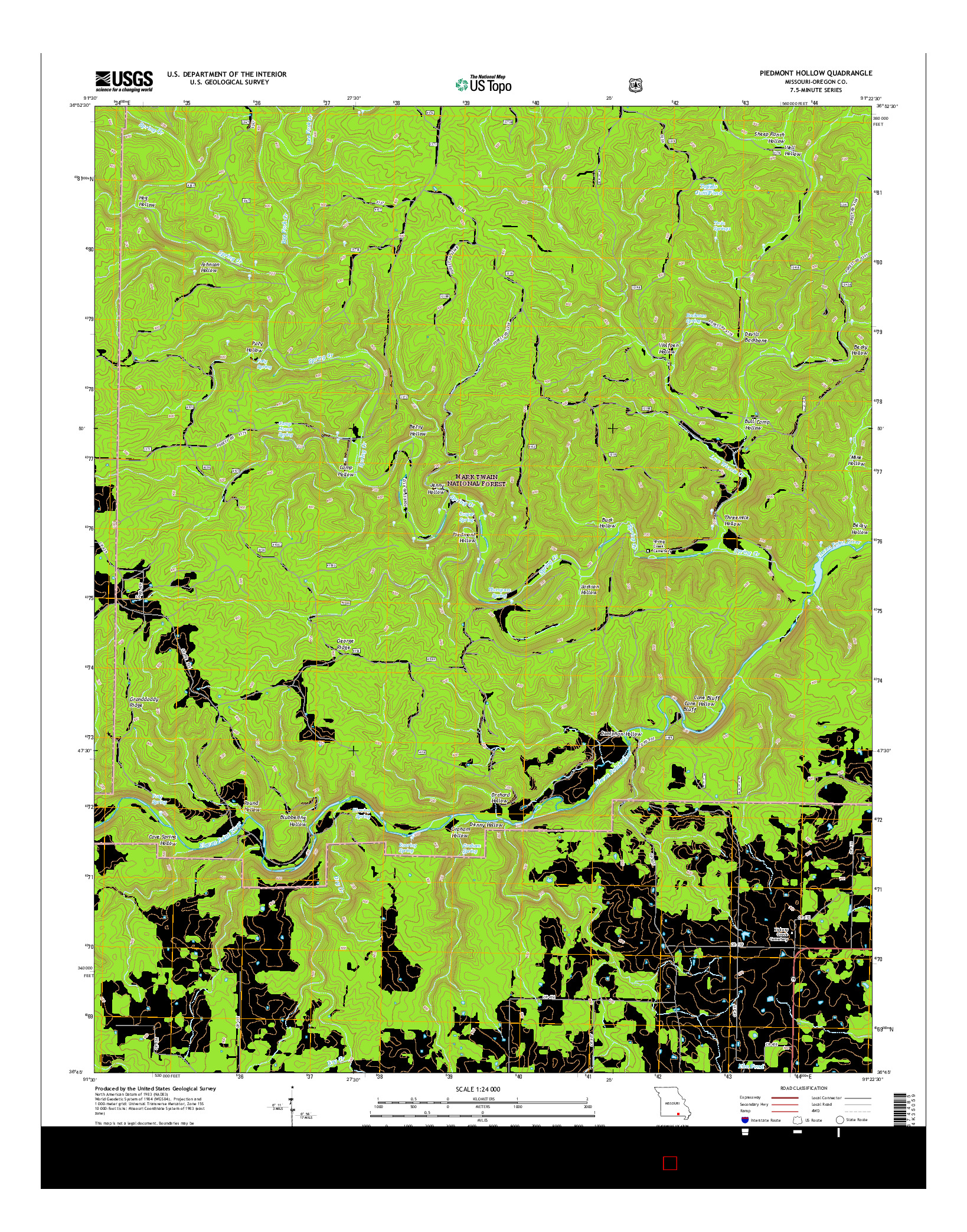 USGS US TOPO 7.5-MINUTE MAP FOR PIEDMONT HOLLOW, MO 2015