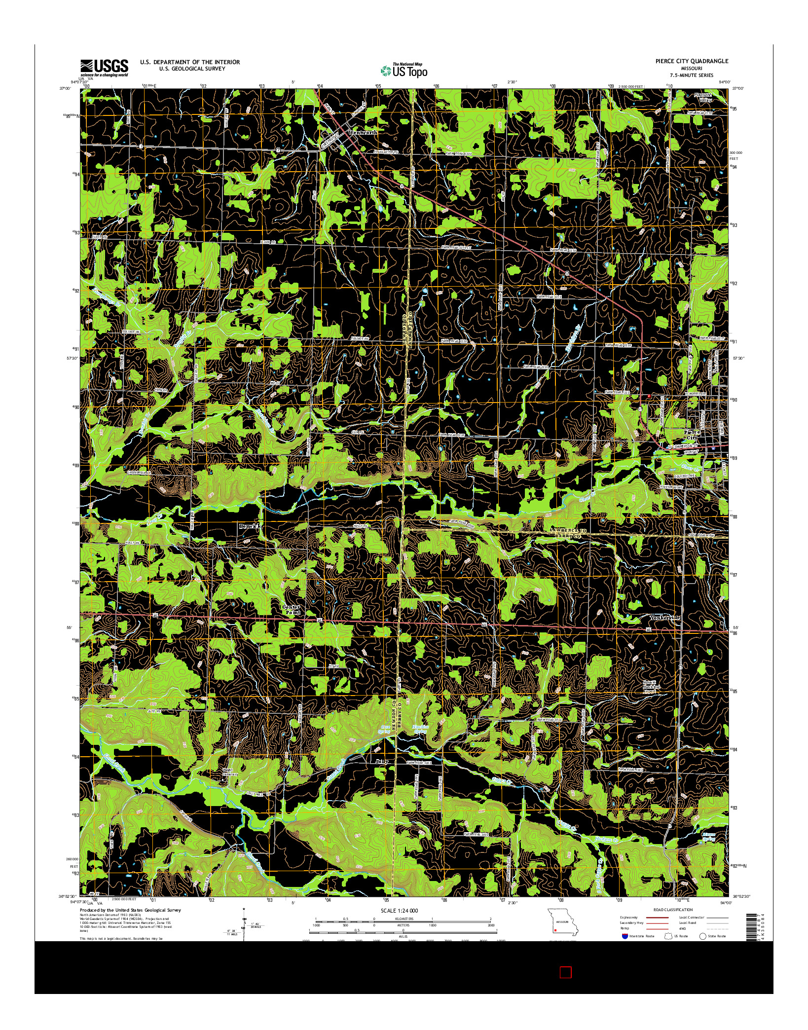 USGS US TOPO 7.5-MINUTE MAP FOR PIERCE CITY, MO 2015