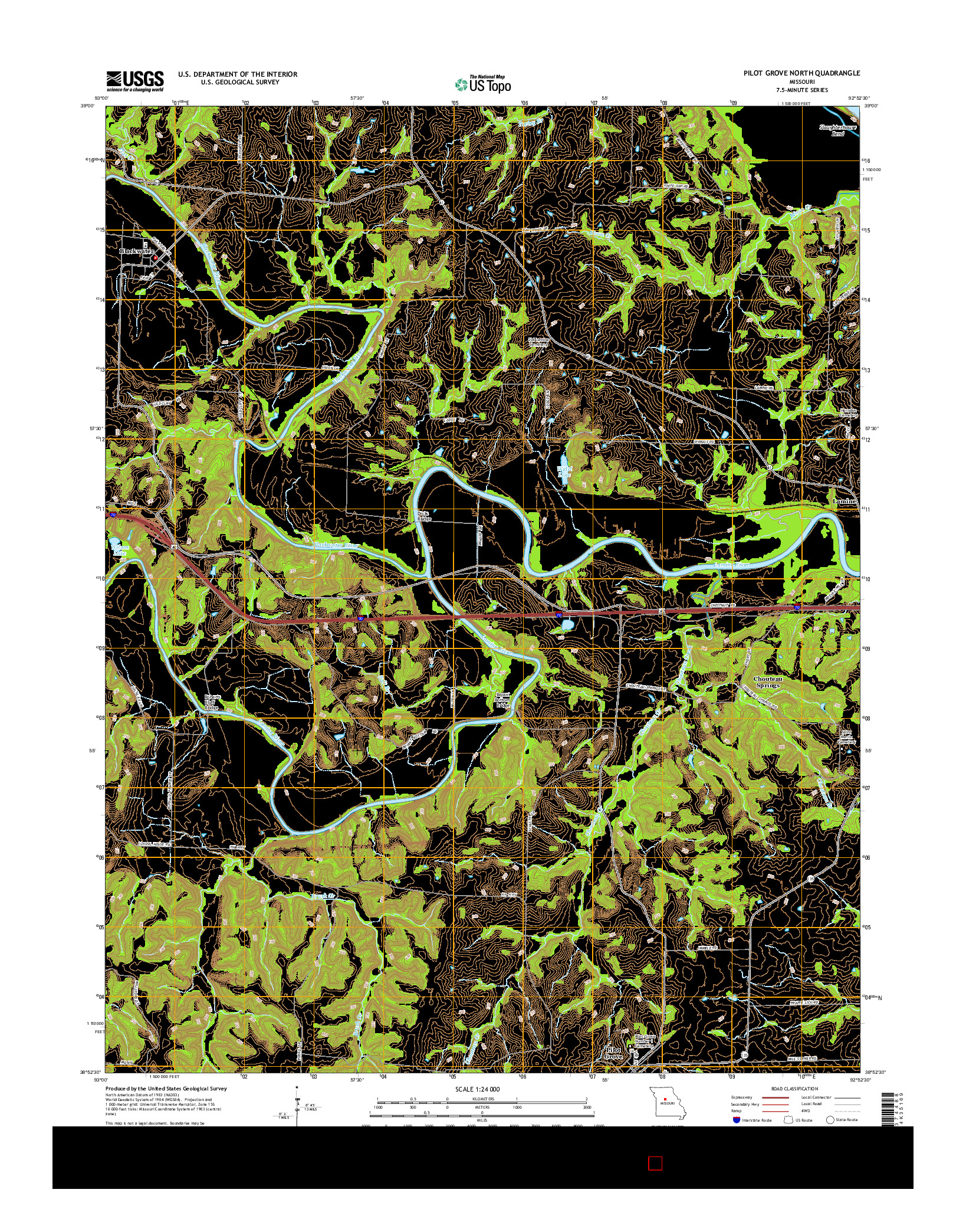 USGS US TOPO 7.5-MINUTE MAP FOR PILOT GROVE NORTH, MO 2015