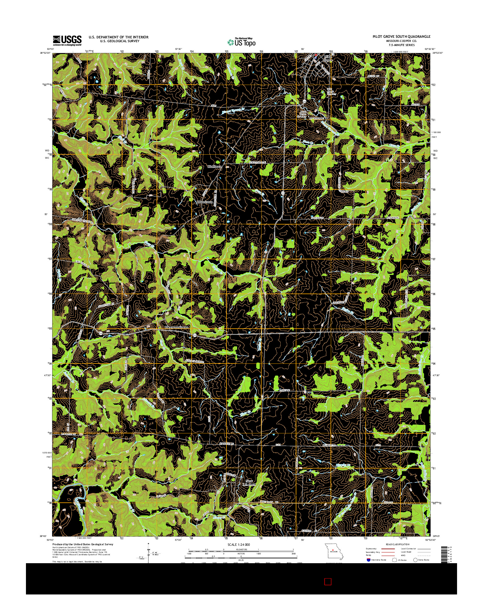 USGS US TOPO 7.5-MINUTE MAP FOR PILOT GROVE SOUTH, MO 2015