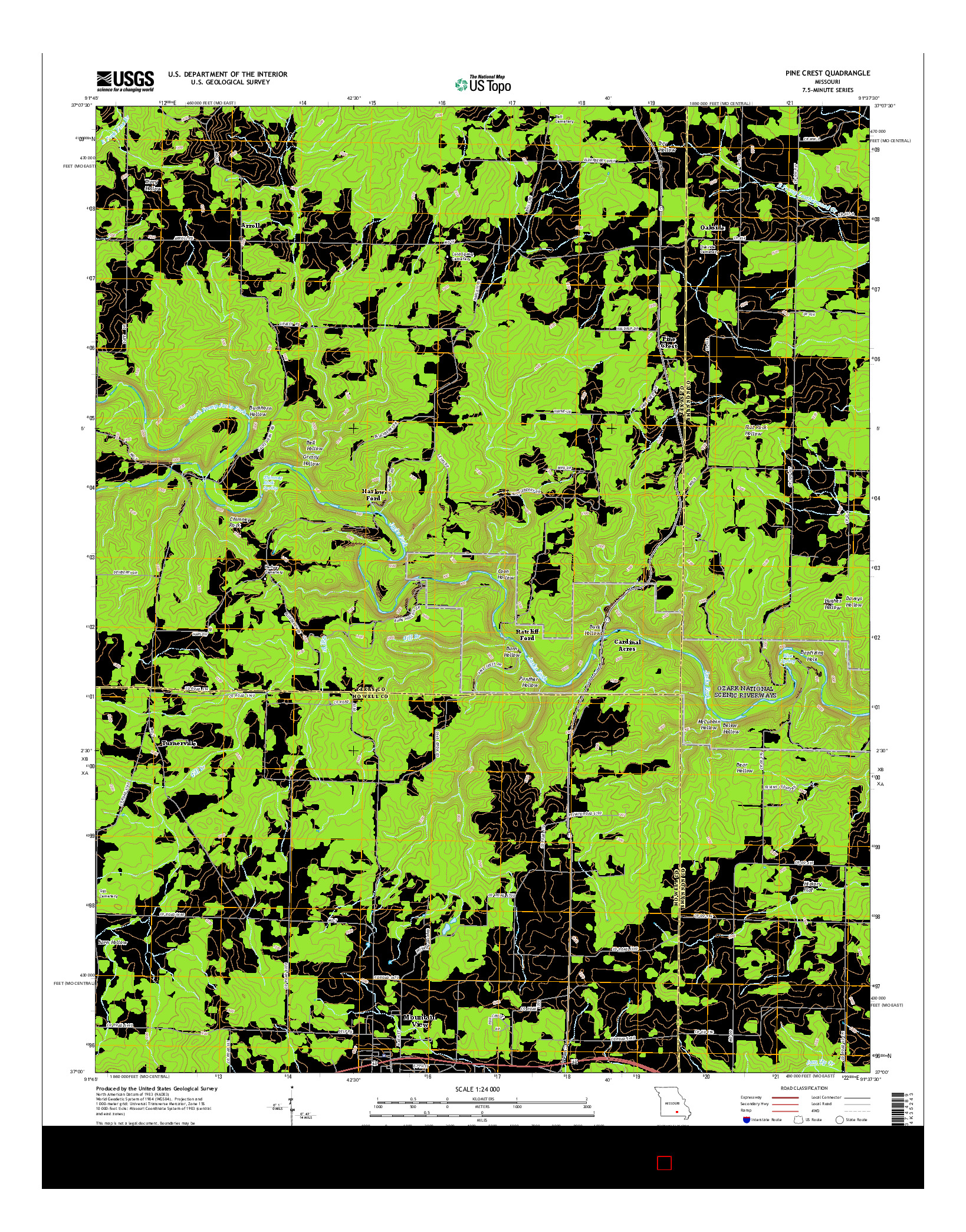USGS US TOPO 7.5-MINUTE MAP FOR PINE CREST, MO 2015